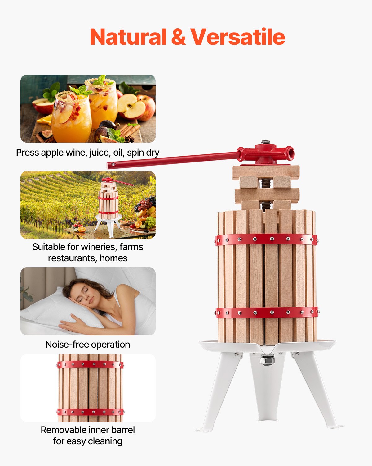 VEVOR Πιεστήριο Κρασιού Φρούτων Χειροκίνητη Πίεση για Οινοποίηση Ξύλινο Καλάθι 1,6 Γαλονιών/6 Λίτρων VEVOR Πιεστήριο Κρασιού Φρούτων Χειροκίνητη Πίεση για Οινοποίηση Ξύλινο Καλάθι 1,6 Γαλονιών/6 Λίτρων