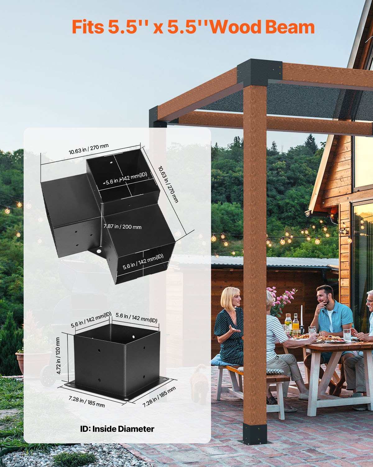 Βάση πέργκολας VEVOR 6x6 ιντσών εσωτερική 5,5x5,5 3 θέσεων, 4 τεμάχια με 4 βάσεις Βάση πέργκολας VEVOR 6x6 ιντσών εσωτερική 5,5x5,5 3 θέσεων, 4 τεμάχια με 4 βάσεις