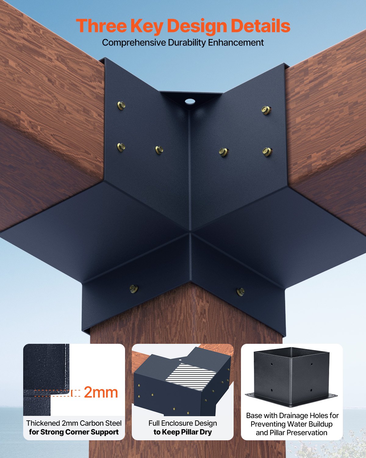 Βάση πέργκολας VEVOR 6x6 ιντσών εσωτερική 5,5x5,5 3 θέσεων, 4 τεμάχια με 4 βάσεις Βάση πέργκολας VEVOR 6x6 ιντσών εσωτερική 5,5x5,5 3 θέσεων, 4 τεμάχια με 4 βάσεις