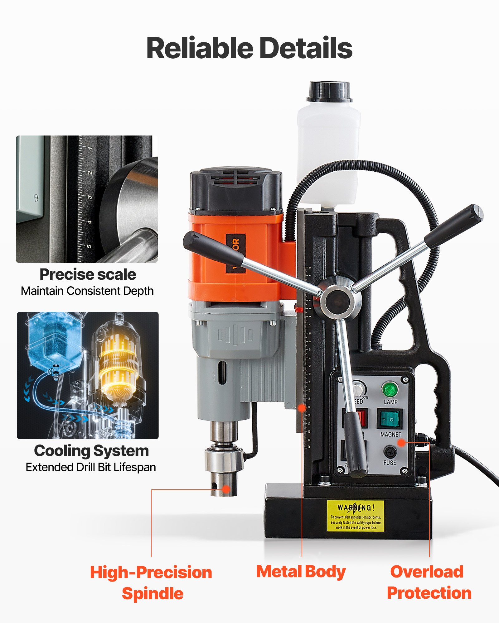 Μαγνητική πρέσα τρυπανιού VEVOR Πρέσα τρυπανιού Mag 1500 W 60 mm Διάμετρος τρυπήματος 0-600 σ.α.λ. Μαγνητική πρέσα τρυπανιού VEVOR Πρέσα τρυπανιού Mag 1500 W 60 mm Διάμετρος τρυπήματος 0-600 σ.α.λ.
