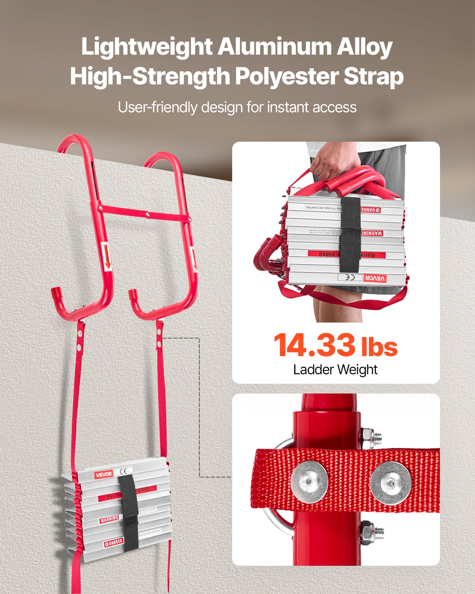 Σκάλα Πυρασφάλειας VEVOR 3-όροφη, αναδιπλούμενη σκάλα έκτακτης ανάγκης ασφαλείας 25 ποδιών Σκάλα Πυρασφάλειας VEVOR 3-όροφη, αναδιπλούμενη σκάλα έκτακτης ανάγκης ασφαλείας 25 ποδιών