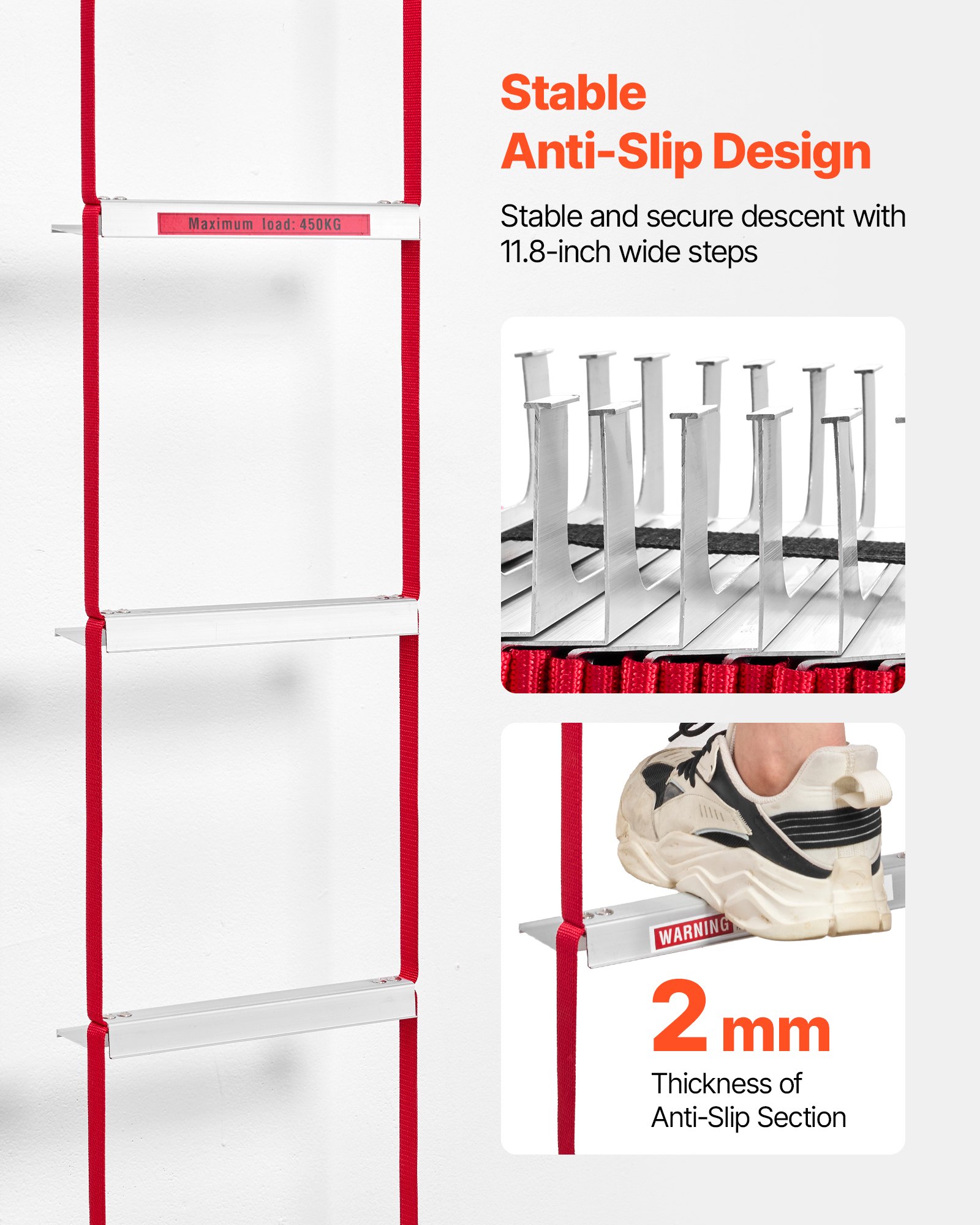 Σκάλα Πυρασφάλειας VEVOR 3-όροφη, αναδιπλούμενη σκάλα έκτακτης ανάγκης ασφαλείας 25 ποδιών Σκάλα Πυρασφάλειας VEVOR 3-όροφη, αναδιπλούμενη σκάλα έκτακτης ανάγκης ασφαλείας 25 ποδιών