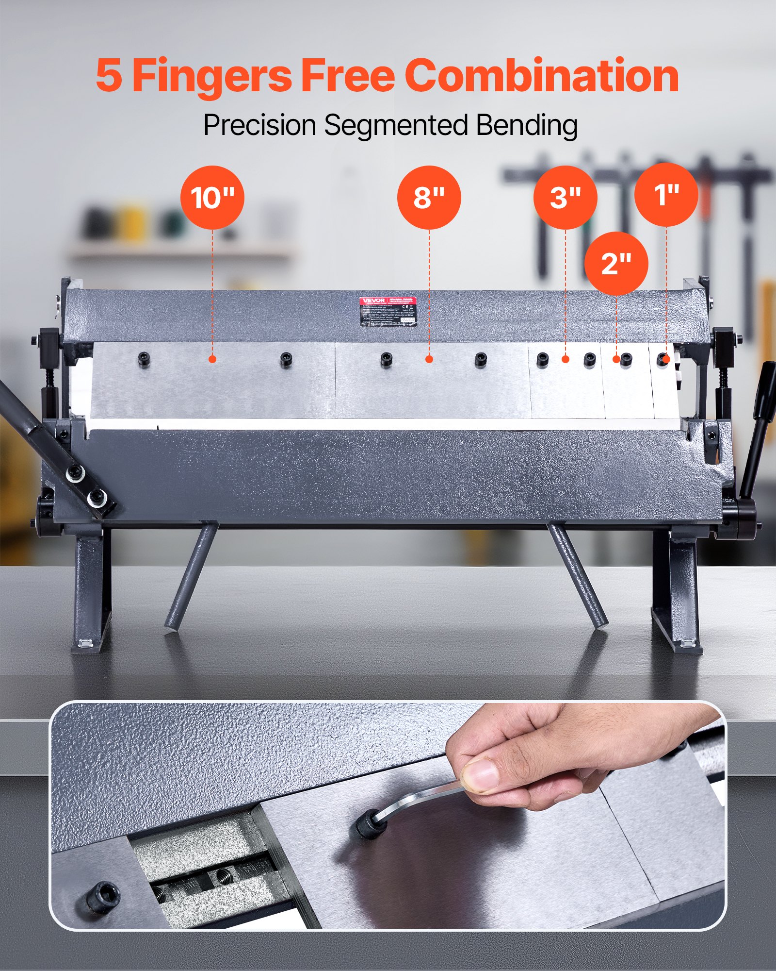 Φρένο VEVOR 24 ιντσών για λαμαρίνα και λαμαρίνα 0-135° 16 Ga, κάμψης, 5 δάχτυλα Φρένο VEVOR 24 ιντσών για λαμαρίνα και λαμαρίνα 0-135° 16 Ga, κάμψης, 5 δάχτυλα