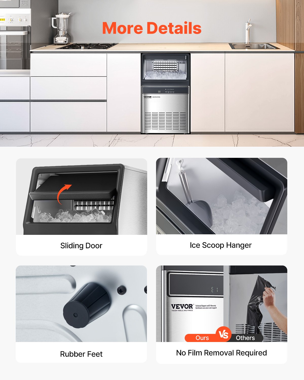 VEVOR Επαγγελματική παγομηχανή με ανεξάρτητη καμπίνα, 110 λίβρες/24 ώρες, 50 κύβοι πάγου VEVOR Επαγγελματική παγομηχανή με ανεξάρτητη καμπίνα, 110 λίβρες/24 ώρες, 50 κύβοι πάγου