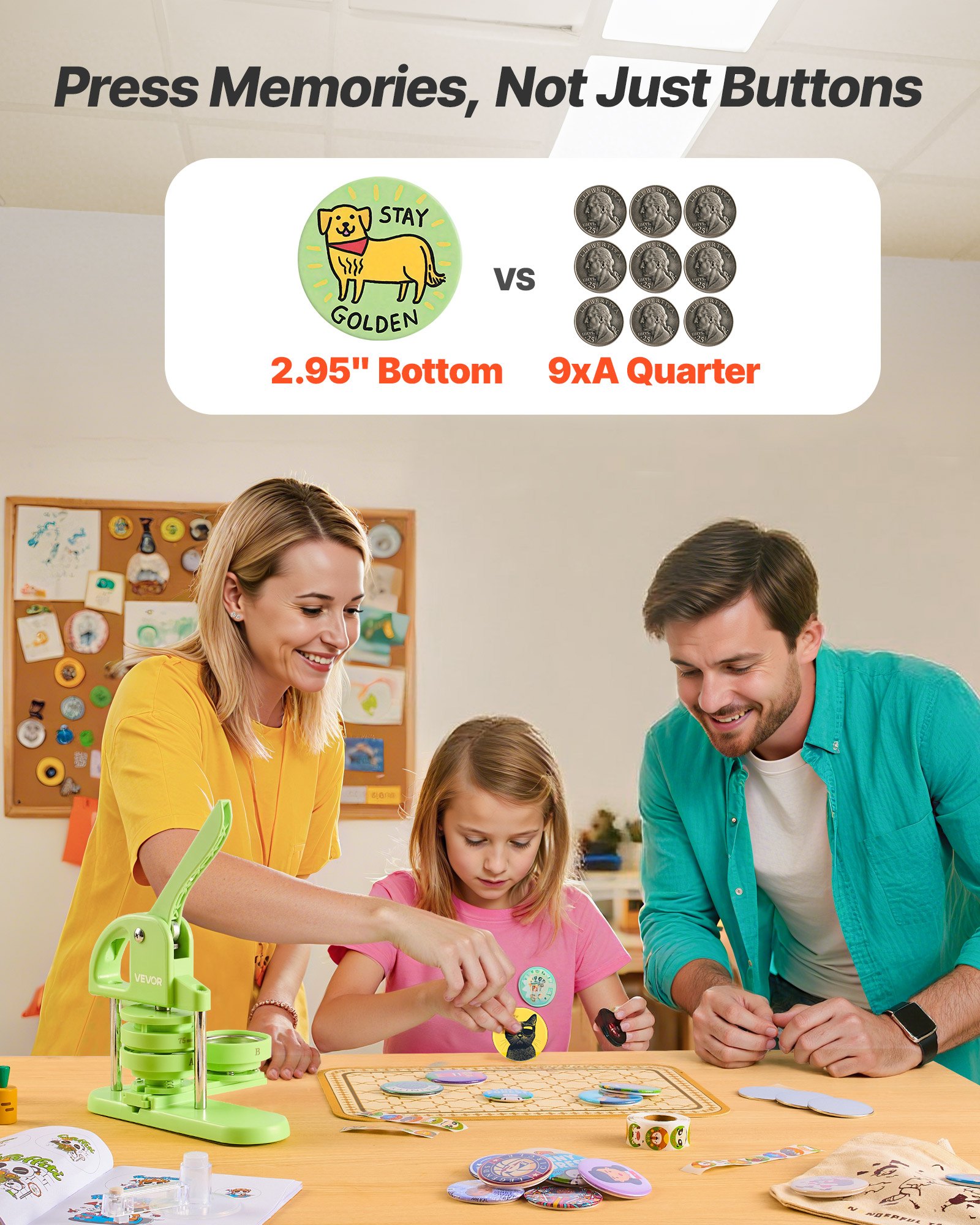 Μηχανή κατασκευής κουμπιών VEVOR, 75 mm, Πλαστική μηχανή κατασκευής καρφιτσών με 100 τεμάχια κουμπιών, Κόφτης κύκλων και Μαγικό βιβλίο, Ενισχυμένη εργονομική λαβή, για DIY κονκάρδες, εξατομικευμένες καρφίτσες και μπρελόκ, Πράσινο Μηχανή κατασκευής κουμπιών VEVOR, 75 mm, Πλαστική μηχανή κατασκευής καρφιτσών με 100 τεμάχια κουμπιών, Κόφτης κύκλων και Μαγικό βιβλίο, Ενισχυμένη εργονομική λαβή, για DIY κονκάρδες, εξατομικευμένες καρφίτσες και μπρελόκ, Πράσινο