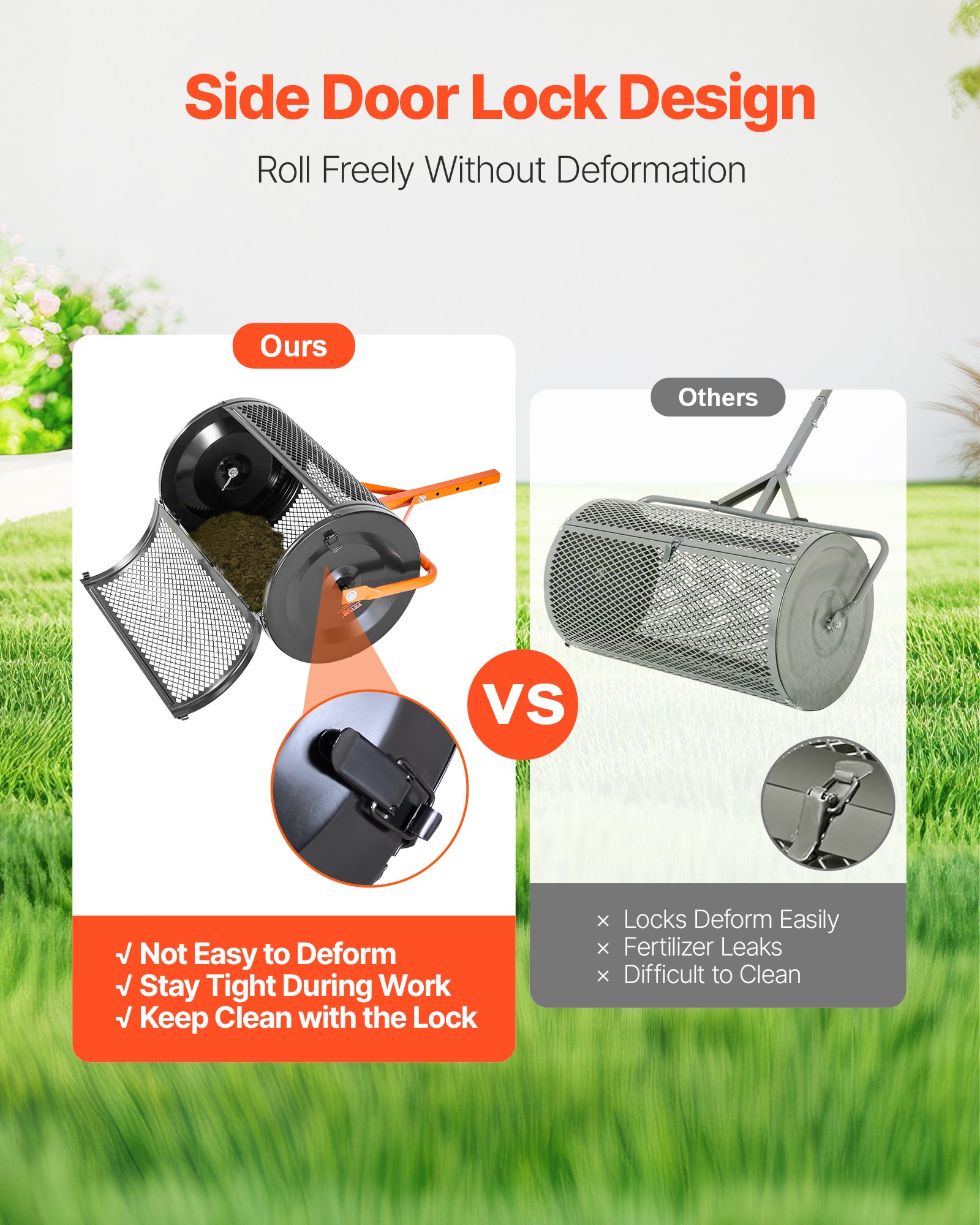 Διανομέας κομποστοποίησης VEVOR, Διανομέας τύρφης 24 ιντσών πλάτους με λαβή σε σχήμα Τ, Ρυθμιζόμενο σε 3 ύψη, Κύλινδρος τύρφης κήπου με ηλεκτροστατική βαφή από χάλυβα, Βαρέως τύπου διανομείς σπόρων χόρτου για φύτευση και σπορά Διανομέας κομποστοποίησης VEVOR, Διανομέας τύρφης 24 ιντσών πλάτους με λαβή σε σχήμα Τ, Ρυθμιζόμενο σε 3 ύψη, Κύλινδρος τύρφης κήπου με ηλεκτροστατική βαφή από χάλυβα, Βαρέως τύπου διανομείς σπόρων χόρτου για φύτευση και σπορά