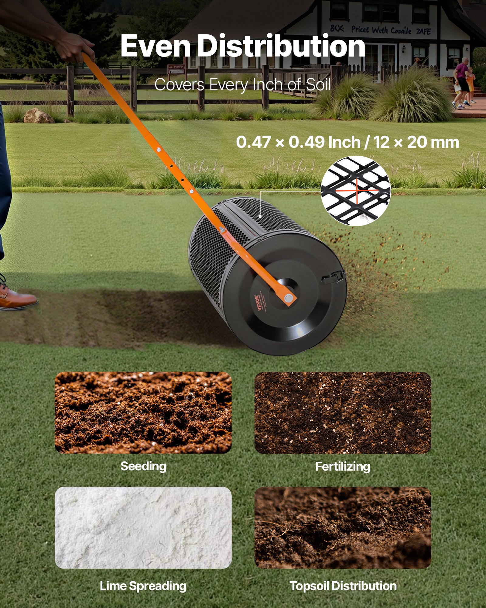 Διανομέας κομποστοποίησης VEVOR, Διανομέας τύρφης 24 ιντσών πλάτους με λαβή σε σχήμα Τ, Ρυθμιζόμενο σε 3 ύψη, Κύλινδρος τύρφης κήπου με ηλεκτροστατική βαφή από χάλυβα, Βαρέως τύπου διανομείς σπόρων χόρτου για φύτευση και σπορά Διανομέας κομποστοποίησης VEVOR, Διανομέας τύρφης 24 ιντσών πλάτους με λαβή σε σχήμα Τ, Ρυθμιζόμενο σε 3 ύψη, Κύλινδρος τύρφης κήπου με ηλεκτροστατική βαφή από χάλυβα, Βαρέως τύπου διανομείς σπόρων χόρτου για φύτευση και σπορά