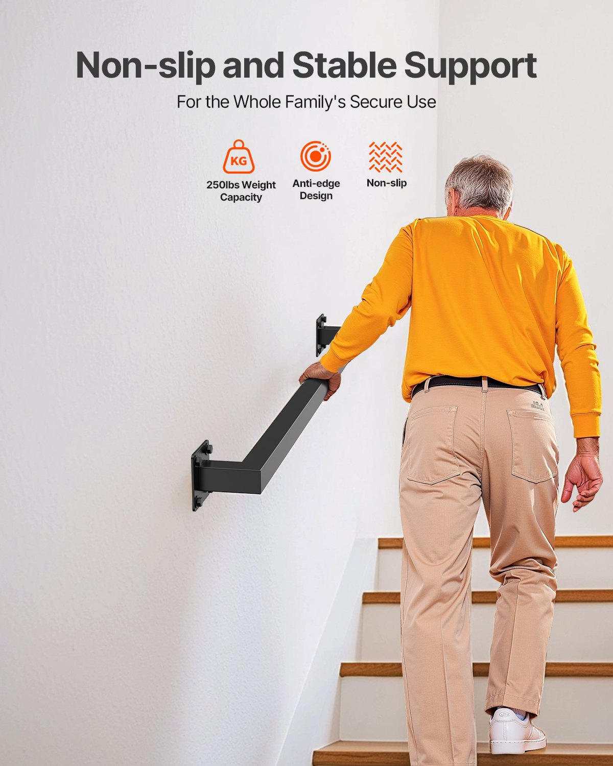 Επιτοίχια χειρολισθήρα σκάλας VEVOR, εσωτερική μαύρη σιδερένια χειρολισθήρα σκάλας 910 mm, χωρητικότητα φορτίου 113 kg, βιομηχανική χειρολαβή για σκαλοπάτια, τετράγωνος σωλήνας για βεράντα σοφίτας, 2 τμήματα Επιτοίχια χειρολισθήρα σκάλας VEVOR, εσωτερική μαύρη σιδερένια χειρολισθήρα σκάλας 910 mm, χωρητικότητα φορτίου 113 kg, βιομηχανική χειρολαβή για σκαλοπάτια, τετράγωνος σωλήνας για βεράντα σοφίτας, 2 τμήματα