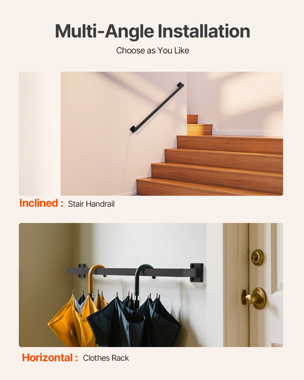 Επιτοίχια χειρολισθήρα σκάλας VEVOR, εσωτερική μαύρη σιδερένια χειρολισθήρα σκάλας 910 mm, χωρητικότητα φορτίου 113 kg, βιομηχανική χειρολαβή για σκαλοπάτια, τετράγωνος σωλήνας για βεράντα σοφίτας, 2 τμήματα Επιτοίχια χειρολισθήρα σκάλας VEVOR, εσωτερική μαύρη σιδερένια χειρολισθήρα σκάλας 910 mm, χωρητικότητα φορτίου 113 kg, βιομηχανική χειρολαβή για σκαλοπάτια, τετράγωνος σωλήνας για βεράντα σοφίτας, 2 τμήματα