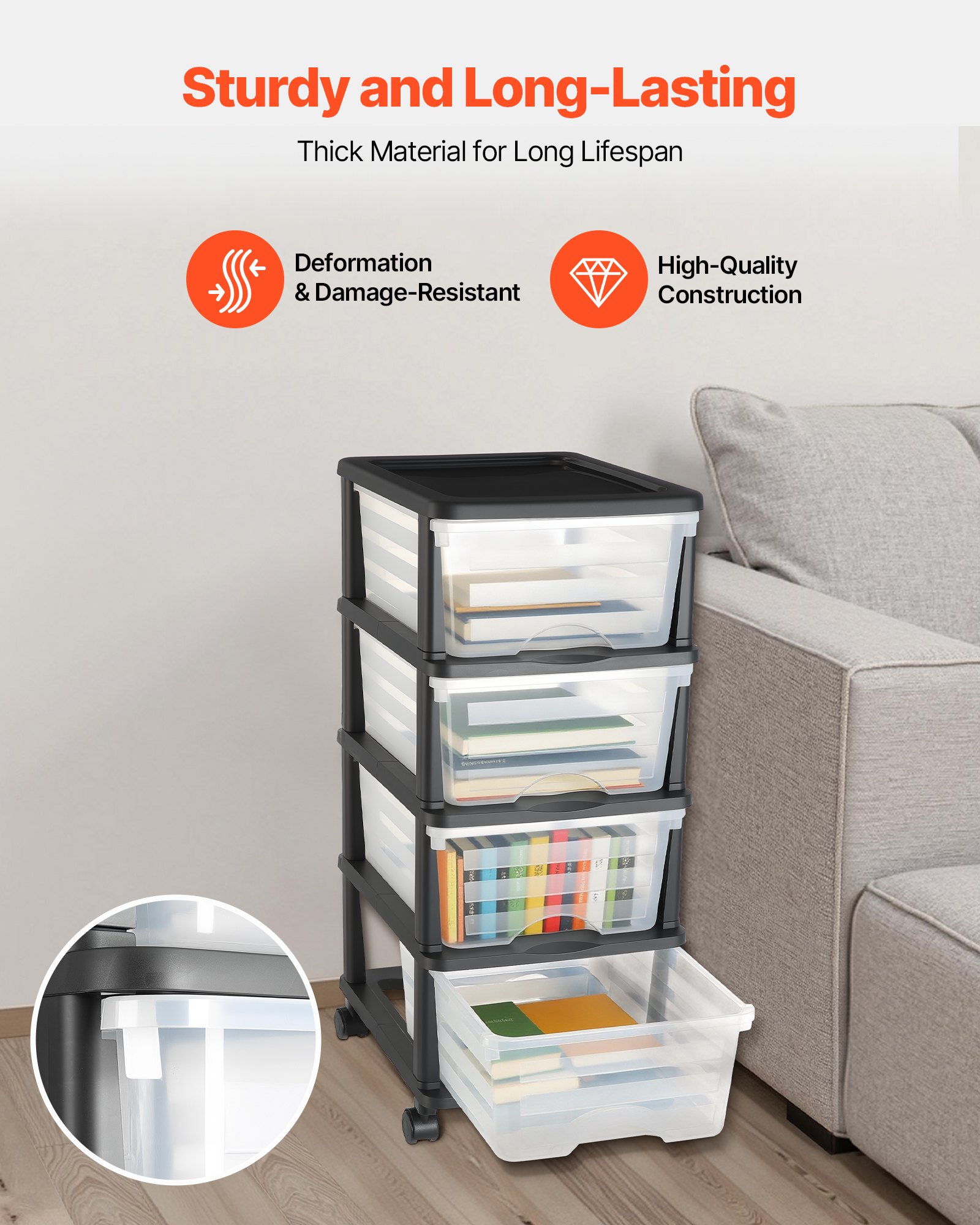 VEVOR Πλαστικά Συρτάρια Αποθήκευσης Καρότσι, Οργανωτής Αποθήκευσης 4 Συρταριών με Ρόδες, Οργάνωση Ντουλάπας με Ρόδες και Διαχωριστικά Αποθήκευσης, Οργανωτής Ντουλάπας Διαφανείς Κάδους για Είδη Γραφείου, Αίθουσες Χειροτεχνίας, Αίθουσες Τάξης VEVOR Πλαστικά Συρτάρια Αποθήκευσης Καρότσι, Οργανωτής Αποθήκευσης 4 Συρταριών με Ρόδες, Οργάνωση Ντουλάπας με Ρόδες και Διαχωριστικά Αποθήκευσης, Οργανωτής Ντουλάπας Διαφανείς Κάδους για Είδη Γραφείου, Αίθουσες Χειροτεχνίας, Αίθουσες Τάξης