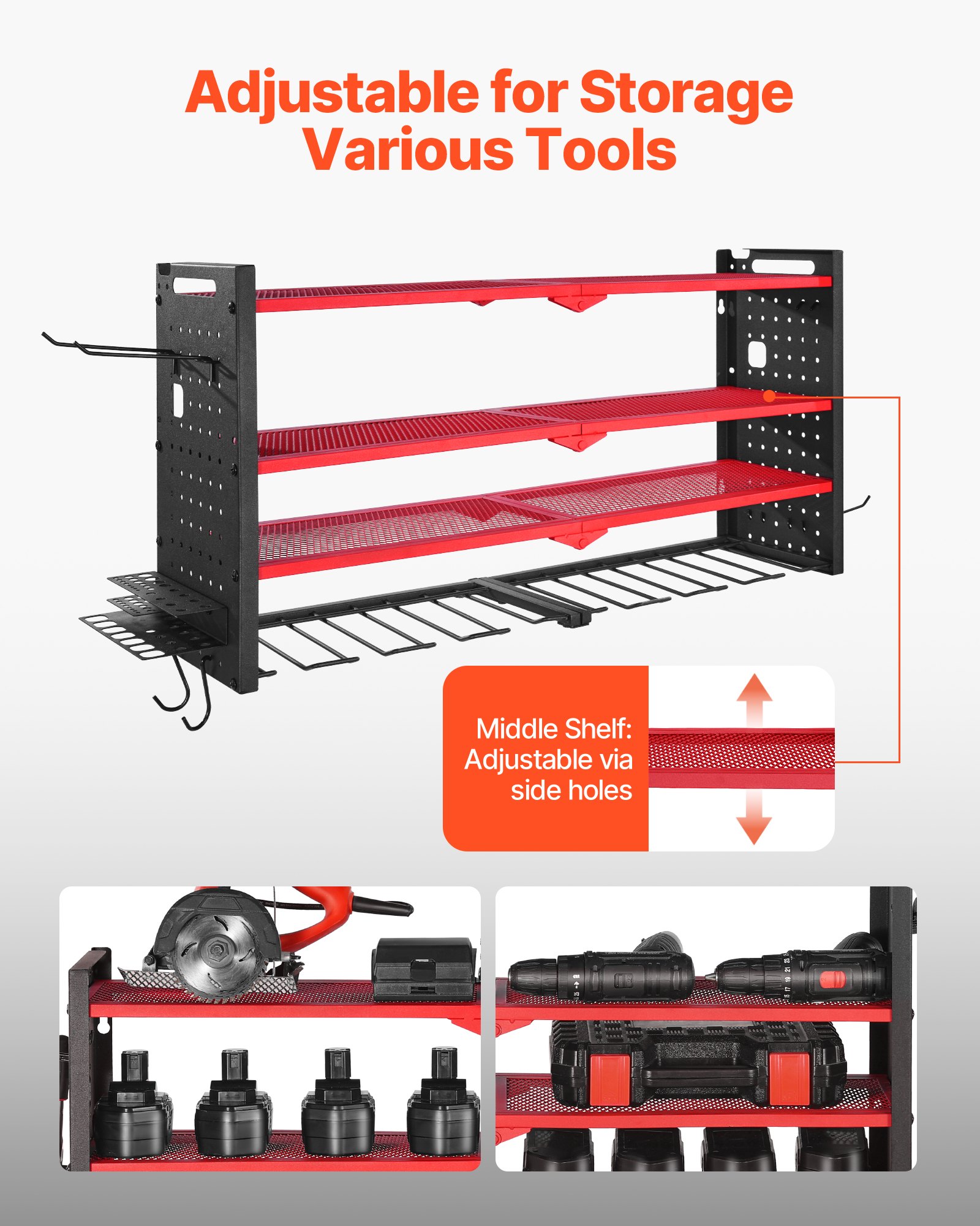 Οργάνωση ηλεκτρικών εργαλείων VEVOR για τοποθέτηση στον τοίχο, βάση αποθήκευσης 4 επιπέδων με 8 βάσεις τρυπανιών, βάση εργαλείων και βάση αποθήκευσης με πλαϊνά καρφιά, οργάνωση εργαλείων γκαράζ για γκαράζ, πάγκο εργασίας και εργαστήριο Οργάνωση ηλεκτρικών εργαλείων VEVOR για τοποθέτηση στον τοίχο, βάση αποθήκευσης 4 επιπέδων με 8 βάσεις τρυπανιών, βάση εργαλείων και βάση αποθήκευσης με πλαϊνά καρφιά, οργάνωση εργαλείων γκαράζ για γκαράζ, πάγκο εργασίας και εργαστήριο