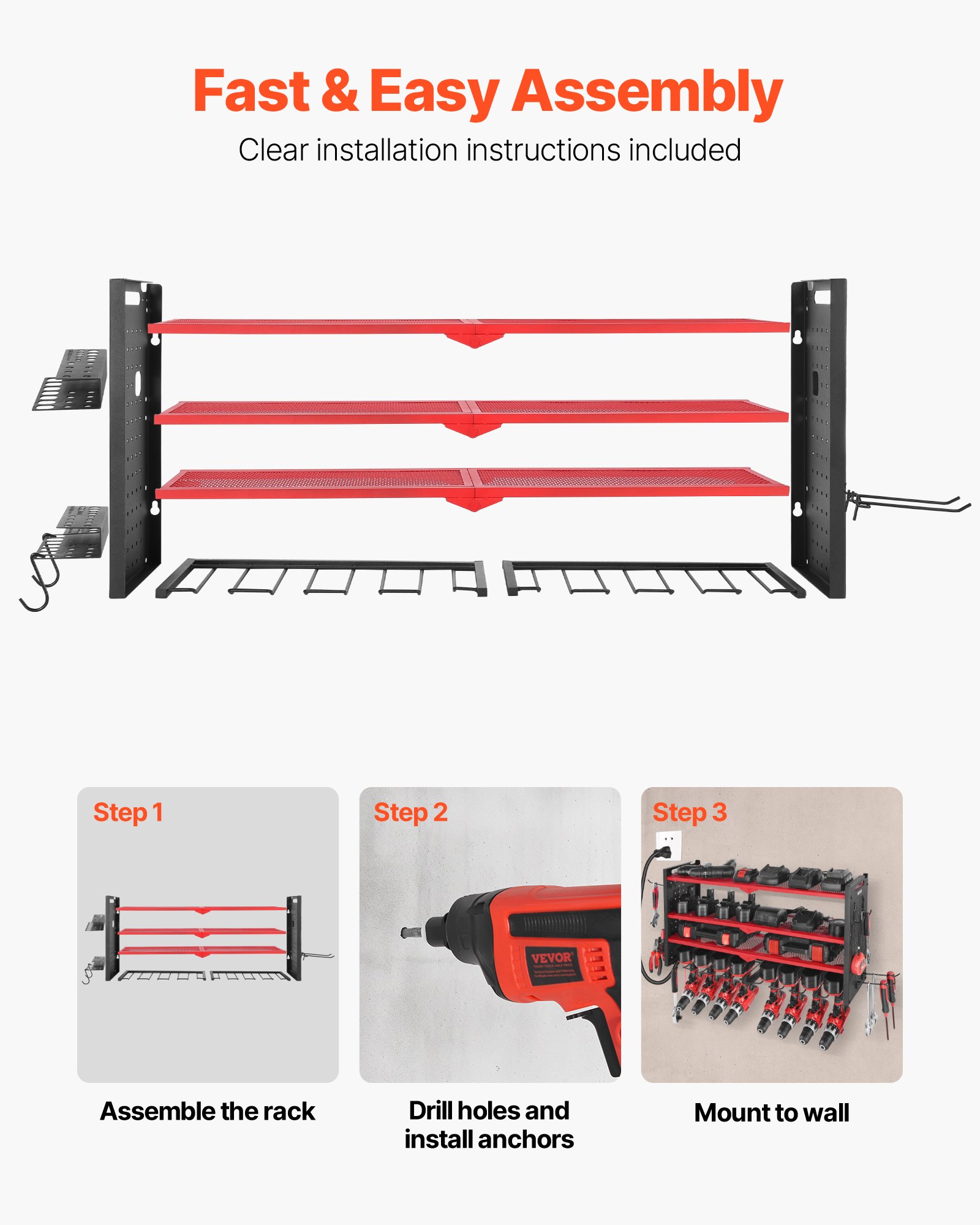 Οργάνωση ηλεκτρικών εργαλείων VEVOR για τοποθέτηση στον τοίχο, βάση αποθήκευσης 4 επιπέδων με 8 βάσεις τρυπανιών, βάση εργαλείων και βάση αποθήκευσης με πλαϊνά καρφιά, οργάνωση εργαλείων γκαράζ για γκαράζ, πάγκο εργασίας και εργαστήριο Οργάνωση ηλεκτρικών εργαλείων VEVOR για τοποθέτηση στον τοίχο, βάση αποθήκευσης 4 επιπέδων με 8 βάσεις τρυπανιών, βάση εργαλείων και βάση αποθήκευσης με πλαϊνά καρφιά, οργάνωση εργαλείων γκαράζ για γκαράζ, πάγκο εργασίας και εργαστήριο