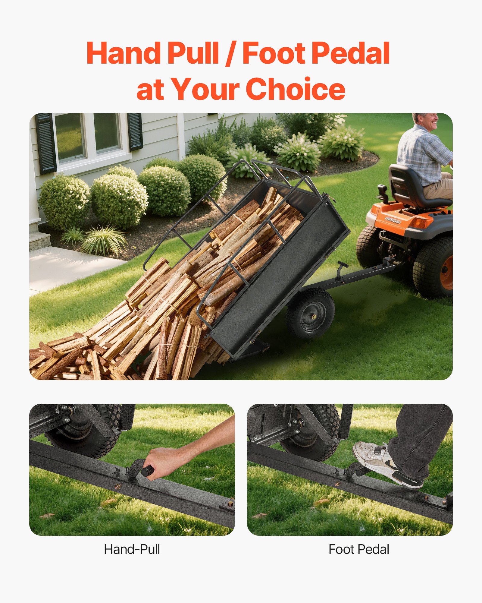 Τρέιλερ VEVOR Garden Utility, 17 κυβικά πόδια και χωρητικότητα 272 κιλών, Τρέιλερ μεταφοράς ATV και UTV, Χαλύβδινο καρότσι ρυμούλκησης με ελαστικά 16", Χειροκίνητο τράβηγμα ή ποδοκίνητο ποδοκίνητο, Ρυμουλκούμενα βαρέως τύπου για χλοοκοπτικό τρακτέρ Τρέιλερ VEVOR Garden Utility, 17 κυβικά πόδια και χωρητικότητα 272 κιλών, Τρέιλερ μεταφοράς ATV και UTV, Χαλύβδινο καρότσι ρυμούλκησης με ελαστικά 16", Χειροκίνητο τράβηγμα ή ποδοκίνητο ποδοκίνητο, Ρυμουλκούμενα βαρέως τύπου για χλοοκοπτικό τρακτέρ