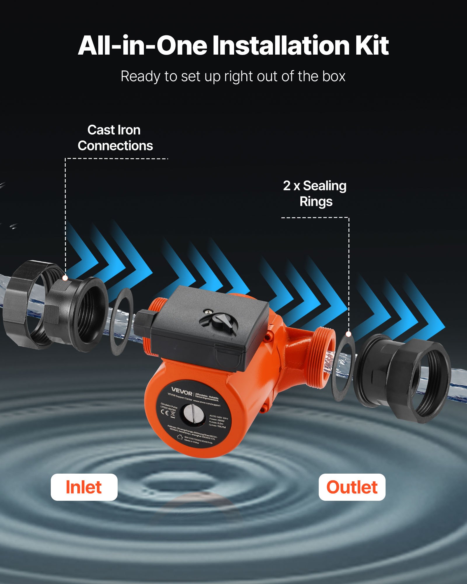 Κυκλοφορητής VEVOR LPS32-8S/180 από χυτοσίδηρο, 3/8 HP, 220-240V 110 LPM, Αντλία κυκλοφορίας ζεστού νερού με ανακυκλοφορία, σύνδεση με σπείρωμα, ρύθμιση 3 ταχυτήτων, αθόρυβη λειτουργία, για σύστημα θέρμανσης σπιτιού Κυκλοφορητής VEVOR LPS32-8S/180 από χυτοσίδηρο, 3/8 HP, 220-240V 110 LPM, Αντλία κυκλοφορίας ζεστού νερού με ανακυκλοφορία, σύνδεση με σπείρωμα, ρύθμιση 3 ταχυτήτων, αθόρυβη λειτουργία, για σύστημα θέρμανσης σπιτιού