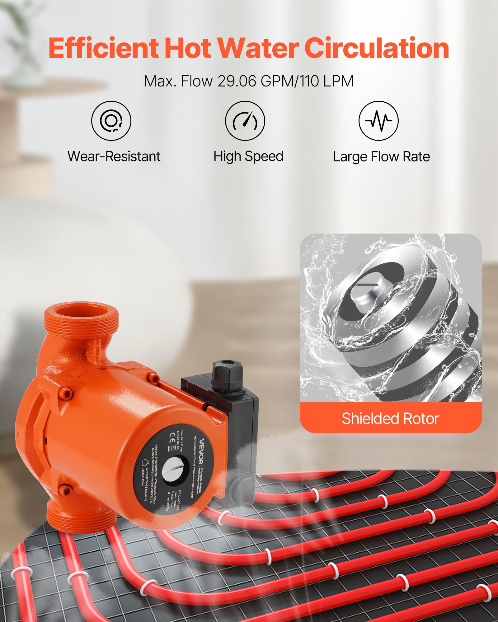 Κυκλοφορητής VEVOR LPS32-8S/180 από χυτοσίδηρο, 3/8 HP, 220-240V 110 LPM, Αντλία κυκλοφορίας ζεστού νερού με ανακυκλοφορία, σύνδεση με σπείρωμα, ρύθμιση 3 ταχυτήτων, αθόρυβη λειτουργία, για σύστημα θέρμανσης σπιτιού Κυκλοφορητής VEVOR LPS32-8S/180 από χυτοσίδηρο, 3/8 HP, 220-240V 110 LPM, Αντλία κυκλοφορίας ζεστού νερού με ανακυκλοφορία, σύνδεση με σπείρωμα, ρύθμιση 3 ταχυτήτων, αθόρυβη λειτουργία, για σύστημα θέρμανσης σπιτιού