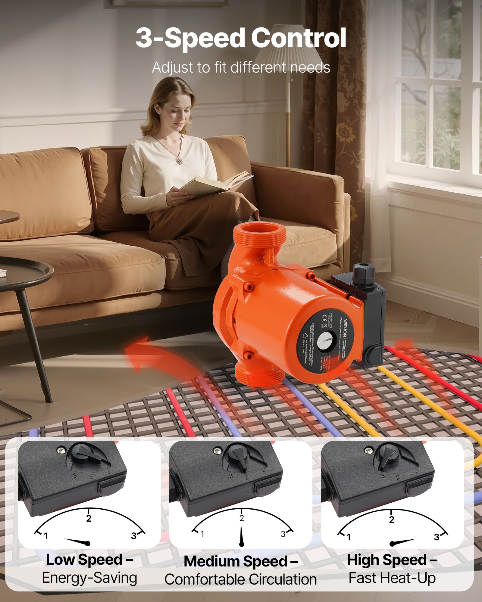 Κυκλοφορητής VEVOR LPS32-8S/180 από χυτοσίδηρο, 3/8 HP, 220-240V 110 LPM, Αντλία κυκλοφορίας ζεστού νερού με ανακυκλοφορία, σύνδεση με σπείρωμα, ρύθμιση 3 ταχυτήτων, αθόρυβη λειτουργία, για σύστημα θέρμανσης σπιτιού Κυκλοφορητής VEVOR LPS32-8S/180 από χυτοσίδηρο, 3/8 HP, 220-240V 110 LPM, Αντλία κυκλοφορίας ζεστού νερού με ανακυκλοφορία, σύνδεση με σπείρωμα, ρύθμιση 3 ταχυτήτων, αθόρυβη λειτουργία, για σύστημα θέρμανσης σπιτιού