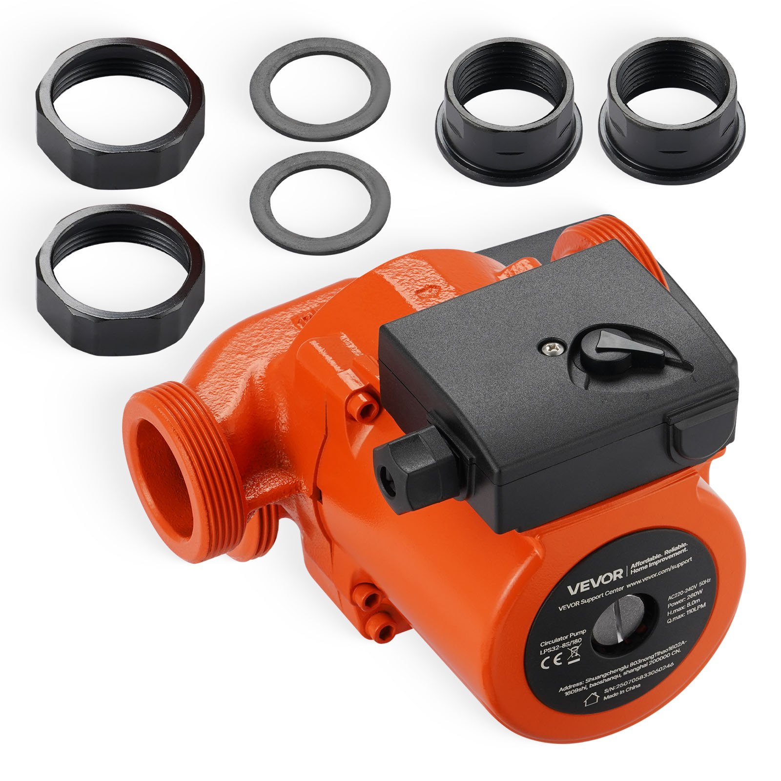 Κυκλοφορητής VEVOR LPS32-8S/180 από χυτοσίδηρο, 3/8 HP, 220-240V 110 LPM, Αντλία κυκλοφορίας ζεστού νερού με ανακυκλοφορία, σύνδεση με σπείρωμα, ρύθμιση 3 ταχυτήτων, αθόρυβη λειτουργία, για σύστημα θέρμανσης σπιτιού Κυκλοφορητής VEVOR LPS32-8S/180 από χυτοσίδηρο, 3/8 HP, 220-240V 110 LPM, Αντλία κυκλοφορίας ζεστού νερού με ανακυκλοφορία, σύνδεση με σπείρωμα, ρύθμιση 3 ταχυτήτων, αθόρυβη λειτουργία, για σύστημα θέρμανσης σπιτιού