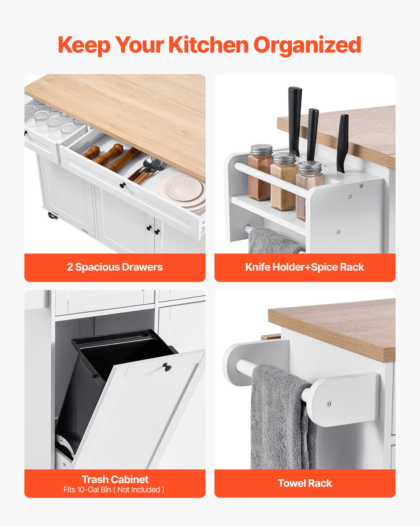 Καρότσι κουζίνας VEVOR με αποθηκευτικό χώρο, κινητό καρότσι κουζίνας πλάτους 153 cm με ρόδες, φύλλο πτώσης, 2 συρτάρια, ντουλάπι για κάδο απορριμμάτων, θήκη για μαχαίρια, βάση για μπαχαρικά και βάση για πετσέτες, τραπέζι για τραπεζαρία, ντουλάπι τροφίμων Καρότσι κουζίνας VEVOR με αποθηκευτικό χώρο, κινητό καρότσι κουζίνας πλάτους 153 cm με ρόδες, φύλλο πτώσης, 2 συρτάρια, ντουλάπι για κάδο απορριμμάτων, θήκη για μαχαίρια, βάση για μπαχαρικά και βάση για πετσέτες, τραπέζι για τραπεζαρία, ντουλάπι τροφίμων