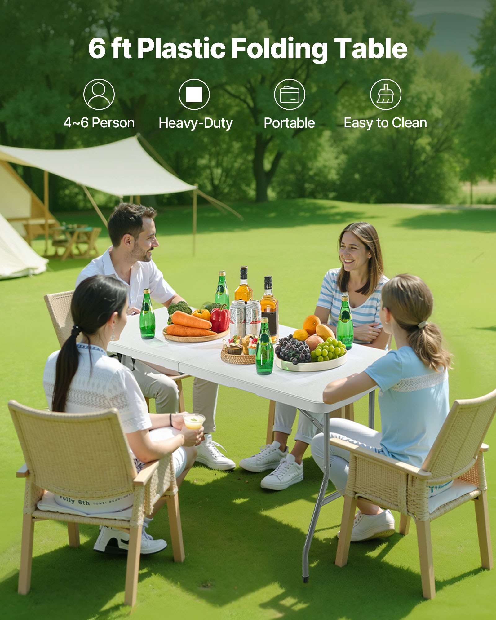 Πτυσσόμενο τραπέζι VEVOR, φορητό τραπέζι 6 ποδιών βαρέως τύπου που διπλώνει στη μέση, πλαστικό ορθογώνιο τραπέζι εσωτερικού/εξωτερικού χώρου με ενσωματωμένη λαβή, για πάρτι, φαγητό, γάμο, εκδηλώσεις, πικνίκ, κάμπινγκ, λευκό Πτυσσόμενο τραπέζι VEVOR, φορητό τραπέζι 6 ποδιών βαρέως τύπου που διπλώνει στη μέση, πλαστικό ορθογώνιο τραπέζι εσωτερικού/εξωτερικού χώρου με ενσωματωμένη λαβή, για πάρτι, φαγητό, γάμο, εκδηλώσεις, πικνίκ, κάμπινγκ, λευκό