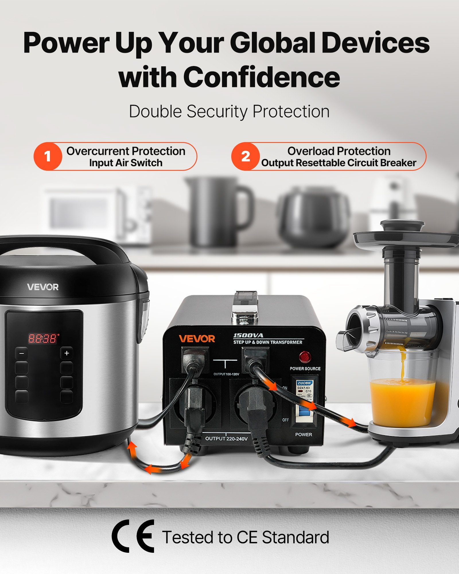 Μετασχηματιστής Μετατροπέα Τάσης VEVOR, 1500VA, Μετασχηματιστής Ισχύος Βαθύ Ανύψωσης/Μείωσης, Μετατροπή από 110V σε 220V και από 220V σε 110V, με πρίζες ΗΠΑ, πρίζες ΕΕ, καλώδιο τροφοδοσίας, προστασία διακόπτη κυκλώματος Μετασχηματιστής Μετατροπέα Τάσης VEVOR, 1500VA, Μετασχηματιστής Ισχύος Βαθύ Ανύψωσης/Μείωσης, Μετατροπή από 110V σε 220V και από 220V σε 110V, με πρίζες ΗΠΑ, πρίζες ΕΕ, καλώδιο τροφοδοσίας, προστασία διακόπτη κυκλώματος