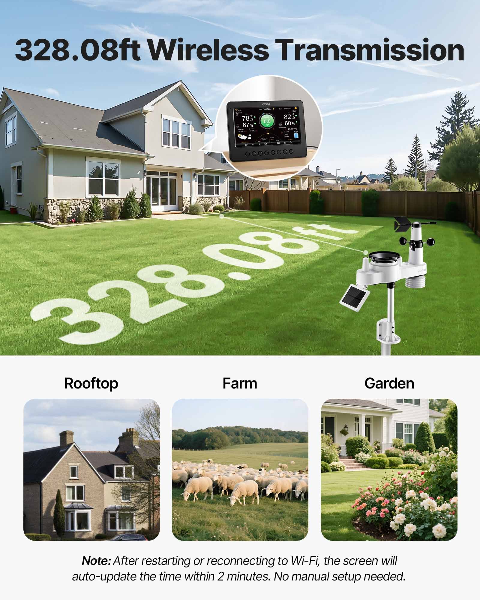 Μετεωρολογικός σταθμός VEVOR 7 σε 1 Wi-Fi, οθόνη TFT 177,8 mm, ασύρματος αισθητήρας εξωτερικού χώρου με ηλιακή ενέργεια, βροχόμετρο, εσωτερικός/εξωτερικός χώρος για πρόγνωση καιρού, ταχύτητα ανέμου, κατεύθυνση, θερμοκρασία, υγρασία, βροχόπτωση Μετεωρολογικός σταθμός VEVOR 7 σε 1 Wi-Fi, οθόνη TFT 177,8 mm, ασύρματος αισθητήρας εξωτερικού χώρου με ηλιακή ενέργεια, βροχόμετρο, εσωτερικός/εξωτερικός χώρος για πρόγνωση καιρού, ταχύτητα ανέμου, κατεύθυνση, θερμοκρασία, υγρασία, βροχόπτωση