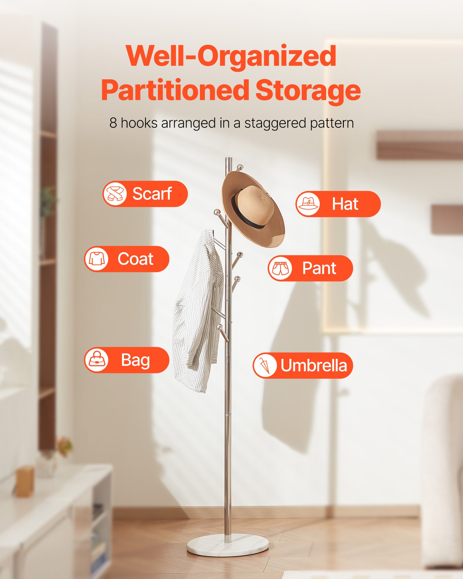 Κρεμάστρα VEVOR, Ανεξάρτητη Βάση για Ράφτες με Σταθερή Μαρμάρινη Βάση & 8 Γάντζους, Ελεύθερη Κρεμάστρα για Ρούχα για Είσοδο, Υπνοδωμάτιο, Γραφείο, Σαλόνι, Μοντέρνα Κρεμάστρα Ρούχων για Παλτά, Καπέλα, Τσάντες Κρεμάστρα VEVOR, Ανεξάρτητη Βάση για Ράφτες με Σταθερή Μαρμάρινη Βάση & 8 Γάντζους, Ελεύθερη Κρεμάστρα για Ρούχα για Είσοδο, Υπνοδωμάτιο, Γραφείο, Σαλόνι, Μοντέρνα Κρεμάστρα Ρούχων για Παλτά, Καπέλα, Τσάντες