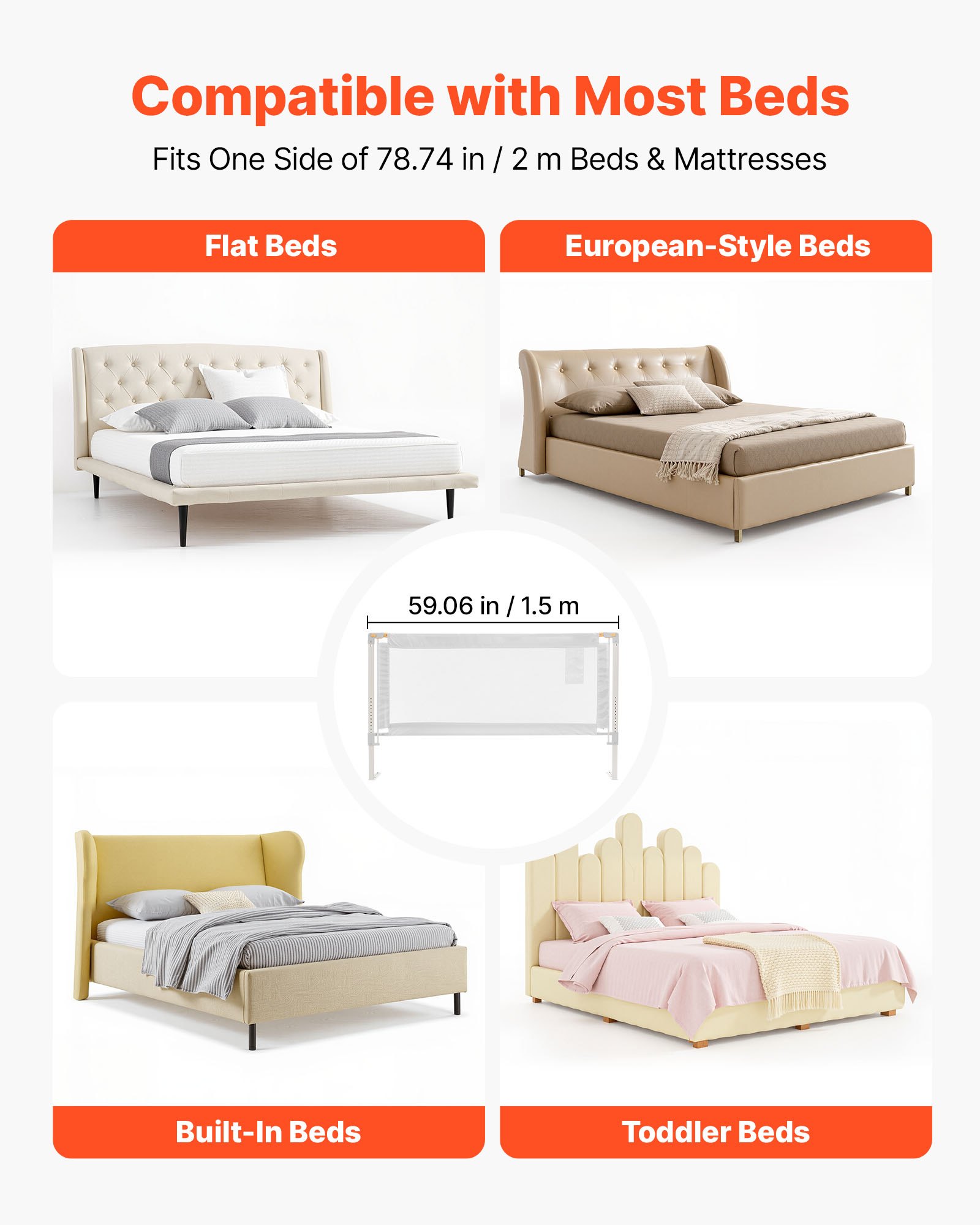 VEVOR Προστατευτικό Κάγκελο για Νήπια, Προστατευτικό Κάγκελο για Παιδικά Κρεβάτια με Ενισχυμένο Σιδερένιο Σωλήνα και Ύφασμα Oxford, Ρυθμιζόμενο Ύψος Πλαϊνού Κάγκελου για Κρεβάτια, Φορητό Προστατευτικό Κάγκελο για Κούνια, Κουκέτα, 1500 x 890 mm, 1 Τεμάχιο VEVOR Προστατευτικό Κάγκελο για Νήπια, Προστατευτικό Κάγκελο για Παιδικά Κρεβάτια με Ενισχυμένο Σιδερένιο Σωλήνα και Ύφασμα Oxford, Ρυθμιζόμενο Ύψος Πλαϊνού Κάγκελου για Κρεβάτια, Φορητό Προστατευτικό Κάγκελο για Κούνια, Κουκέτα, 1500 x 890 mm, 1 Τεμάχιο