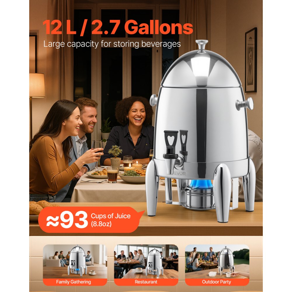 Διανομέας ποτών VEVOR από ανοξείδωτο ατσάλι, Διανομέας ποτών 12 λίτρων με καυστήρα αλκοόλης, Διανομείς ζεστών & κρύων ποτών για καφέ, τσάι, ζεστό νερό, με σωλήνα πάγου, για εστιατόρια, ξενοδοχεία, πάρτι Διανομέας ποτών VEVOR από ανοξείδωτο ατσάλι, Διανομέας ποτών 12 λίτρων με καυστήρα αλκοόλης, Διανομείς ζεστών & κρύων ποτών για καφέ, τσάι, ζεστό νερό, με σωλήνα πάγου, για εστιατόρια, ξενοδοχεία, πάρτι
