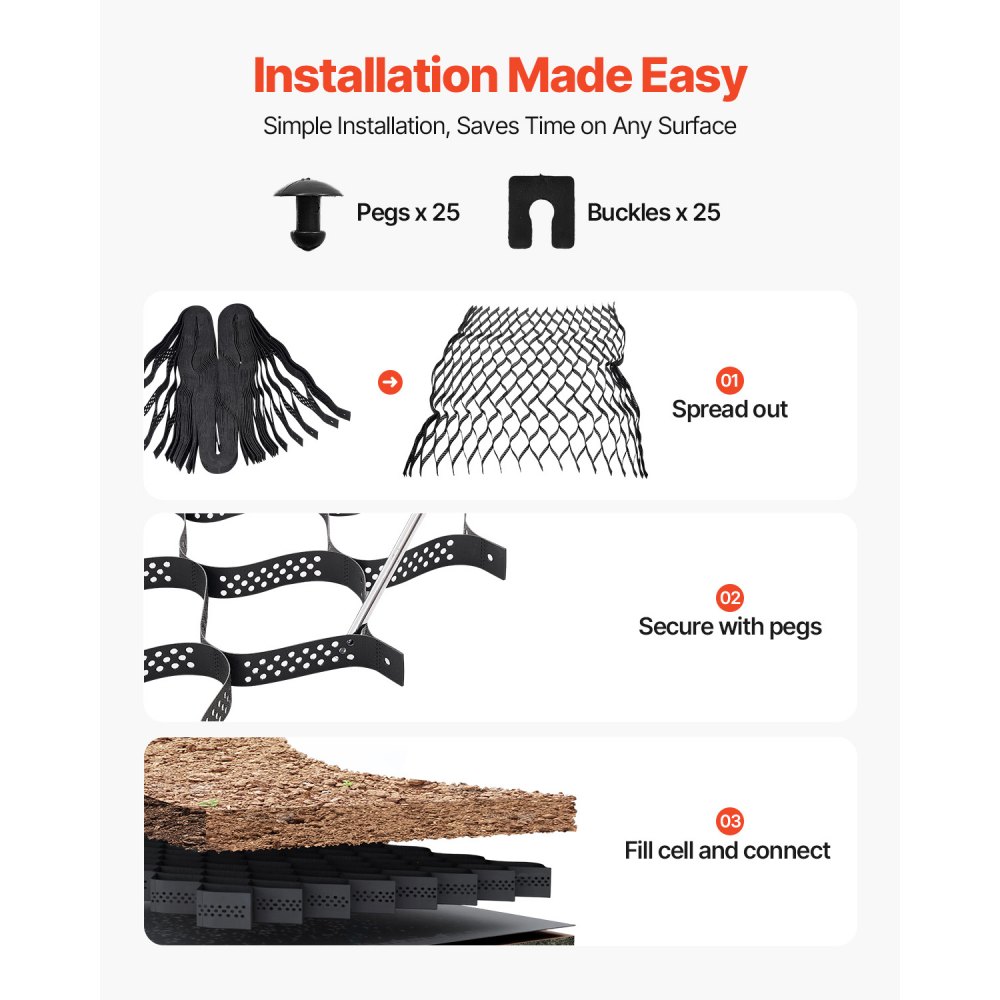 Πλέγμα χαλικιού VEVOR, βάθος 2 ίντσες, 17,06 x 8,86 πόδια / 5200 x 2700 mm, 1880 λίβρες ανά τετραγωνικό πόδι συγκράτησης χόρτου εδάφους, διαπερατά γεωπλέγματα σταθεροποίησης δρόμου, για κήπο, αυλή, πεζόδρομο, πλαγιές στάθμευσης τροχόσπιτων Πλέγμα χαλικιού VEVOR, βάθος 2 ίντσες, 17,06 x 8,86 πόδια / 5200 x 2700 mm, 1880 λίβρες ανά τετραγωνικό πόδι συγκράτησης χόρτου εδάφους, διαπερατά γεωπλέγματα σταθεροποίησης δρόμου, για κήπο, αυλή, πεζόδρομο, πλαγιές στάθμευσης τροχόσπιτων