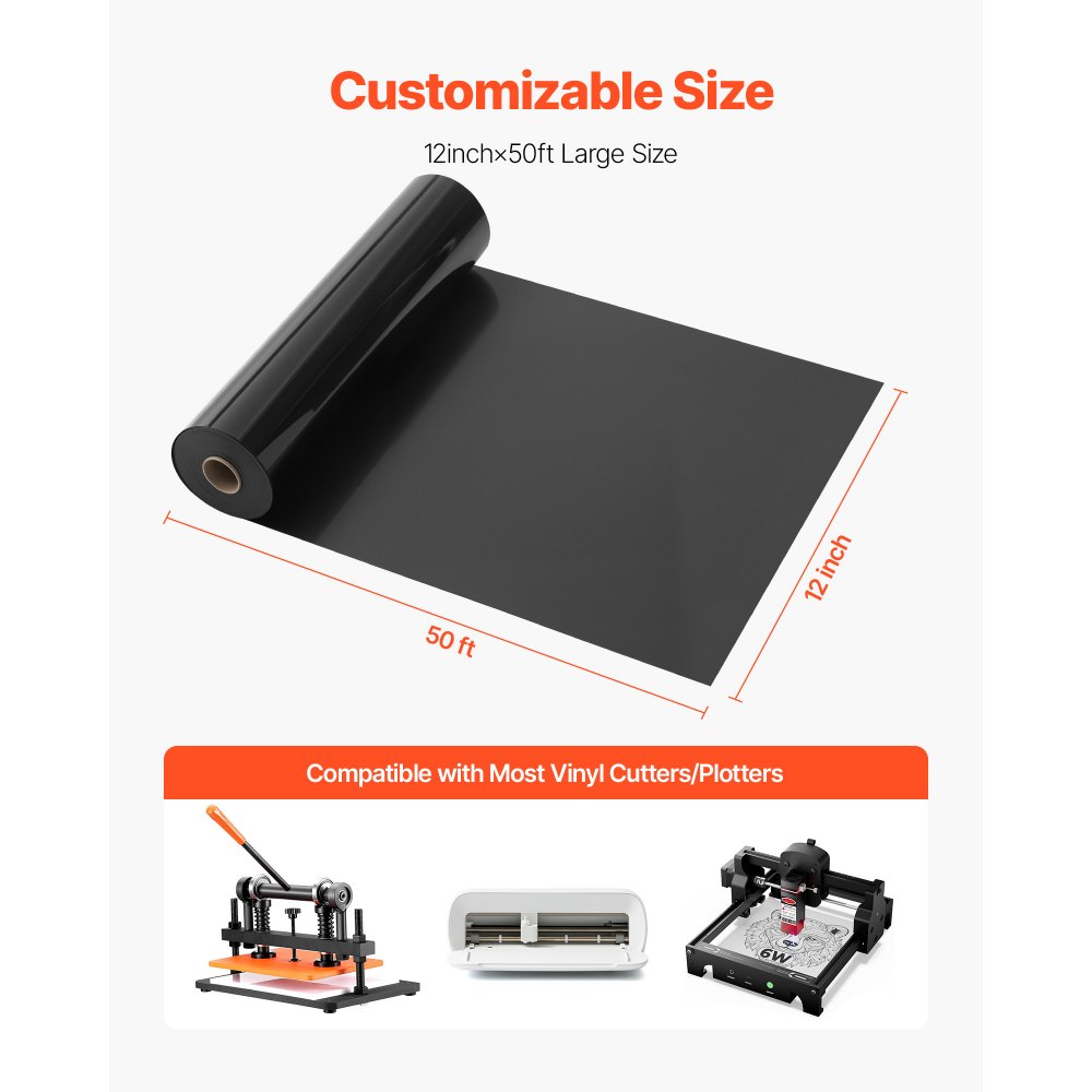 Βινύλιο μεταφοράς θερμότητας VEVOR, 304,8 x 15240mm, Γυαλιστερό μαύρο σίδερο HTV σε ρολό βινυλίου, εύκολο στην κοπή και το ξερίζωμα, ισχυρή πρόσφυση, συμβατό με μηχανές κοπής, για διάφορα υλικά, μπλουζάκια, μαξιλάρια, καπέλα Βινύλιο μεταφοράς θερμότητας VEVOR, 304,8 x 15240mm, Γυαλιστερό μαύρο σίδερο HTV σε ρολό βινυλίου, εύκολο στην κοπή και το ξερίζωμα, ισχυρή πρόσφυση, συμβατό με μηχανές κοπής, για διάφορα υλικά, μπλουζάκια, μαξιλάρια, καπέλα