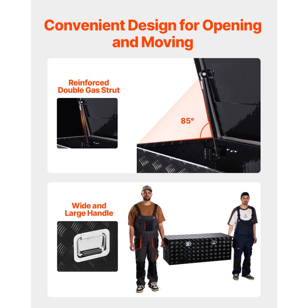 Εργαλειοθήκη βαρέως τύπου αλουμινίου VEVOR, Ριγέ επιμεταλλωμένη εργαλειοθήκη με πλαϊνή λαβή και κλειδαριές, Οργανωτής μπαούλου για ρυμουλκούμενο, Pickup, 48"x19,5"x17,5"(1219,2x495,3x444,5mm), Μαύρο Εργαλειοθήκη βαρέως τύπου αλουμινίου VEVOR, Ριγέ επιμεταλλωμένη εργαλειοθήκη με πλαϊνή λαβή και κλειδαριές, Οργανωτής μπαούλου για ρυμουλκούμενο, Pickup, 48"x19,5"x17,5"(1219,2x495,3x444,5mm), Μαύρο