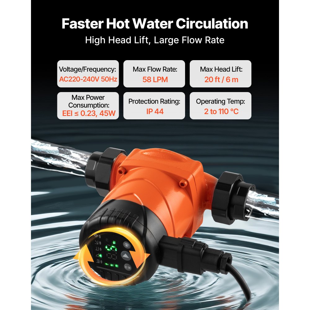 Κυκλοφορητής υψηλής απόδοσης VEVOR LPS25-6BP/130, 58 LPM, μέγιστης ανύψωσης 4 M από χυτοσίδηρο, με βιδωτή σύνδεση, βαλβίδα αντεπιστροφής, αθόρυβη λειτουργία, για σύστημα θέρμανσης σπιτιού Κυκλοφορητής υψηλής απόδοσης VEVOR LPS25-6BP/130, 58 LPM, μέγιστης ανύψωσης 4 M από χυτοσίδηρο, με βιδωτή σύνδεση, βαλβίδα αντεπιστροφής, αθόρυβη λειτουργία, για σύστημα θέρμανσης σπιτιού