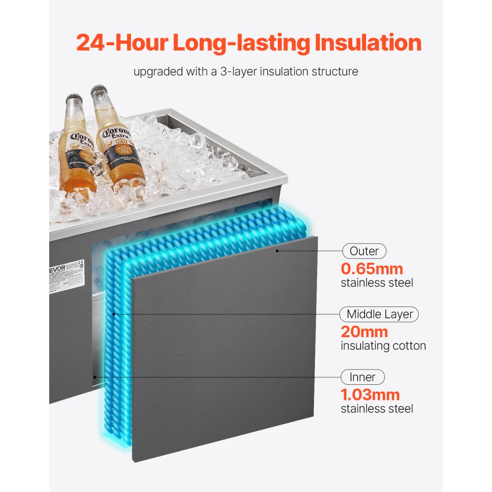 Ψυγείο πάγου VEVOR Drop-in, 20"Μ x 14"Π x 12"Υ (508 x 355 x 306 mm) από ανοξείδωτο ατσάλι, Επαγγελματικός κάδος πάγου 30L με καπάκι για εξωτερικούς χώρους, Συμπεριλαμβάνεται σετ σωλήνα αποστράγγισης, για κρύο κρασί και μπύρα Ψυγείο πάγου VEVOR Drop-in, 20"Μ x 14"Π x 12"Υ (508 x 355 x 306 mm) από ανοξείδωτο ατσάλι, Επαγγελματικός κάδος πάγου 30L με καπάκι για εξωτερικούς χώρους, Συμπεριλαμβάνεται σετ σωλήνα αποστράγγισης, για κρύο κρασί και μπύρα