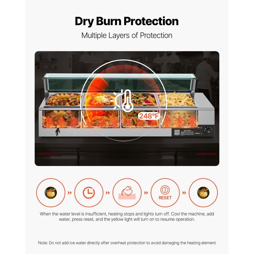 Θερμαντήρας φαγητού VEVOR Επαγγελματικός, Ηλεκτρικός θερμαντήρας φαγητού ατμού από ανοξείδωτο ατσάλι 1500W με γυάλινο κάλυμμα, Μπεν Μαρί Μπουφέ 4 Τηγανιών με Σούπα & Τρυπητές Κουτάλες, για Catering, Εστιατόριο & Πάρτι Θερμαντήρας φαγητού VEVOR Επαγγελματικός, Ηλεκτρικός θερμαντήρας φαγητού ατμού από ανοξείδωτο ατσάλι 1500W με γυάλινο κάλυμμα, Μπεν Μαρί Μπουφέ 4 Τηγανιών με Σούπα & Τρυπητές Κουτάλες, για Catering, Εστιατόριο & Πάρτι