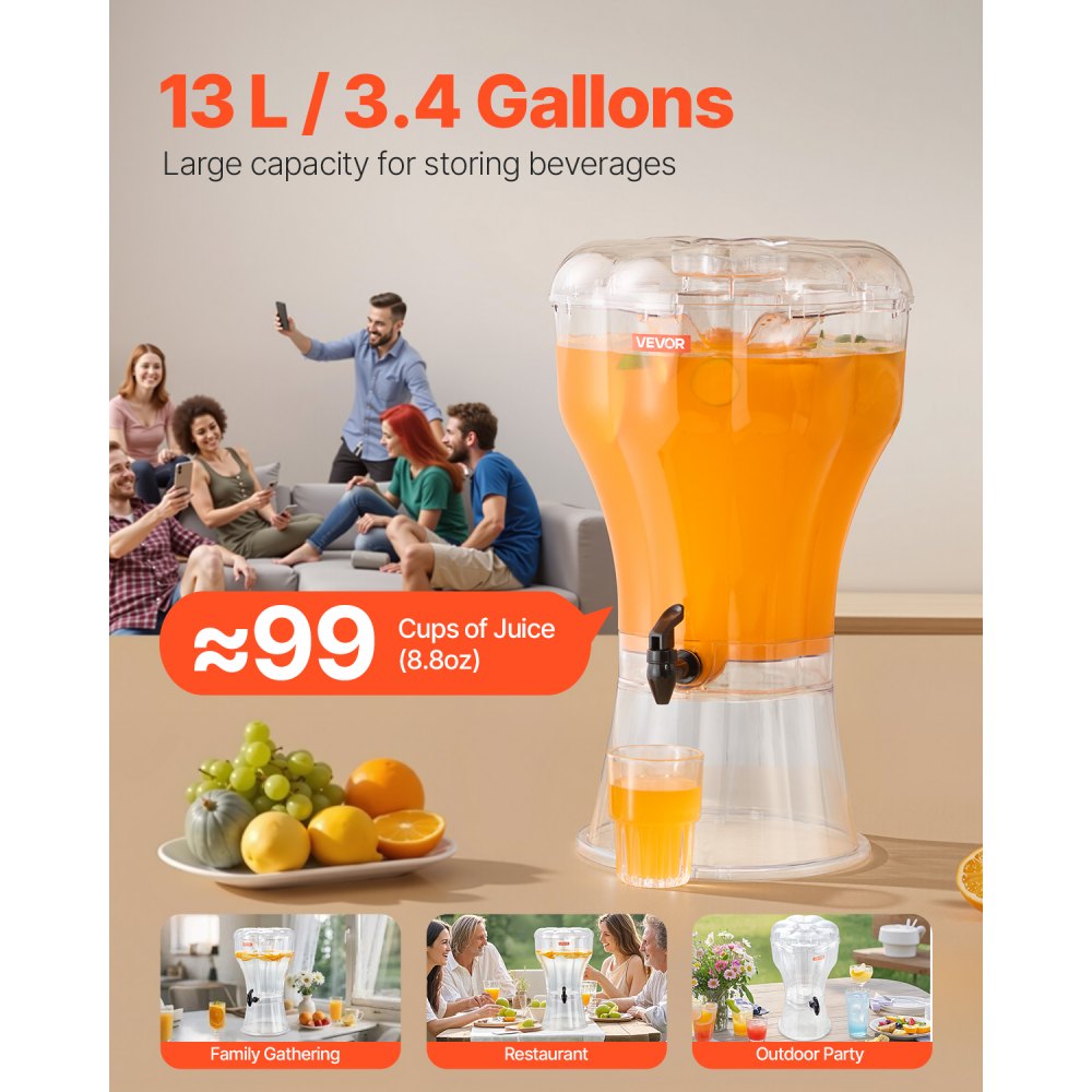 Διανομέας ποτών VEVOR, Διανομέας ποτών 13 λίτρων για πάρτι, Πλαστικοί διανομείς χυμών με βρύση χωρίς στάλαξη, Διανομείς νερού με παγωμένο τσάι, λεμονάδα και χυμό, για εστιατόρια, ξενοδοχεία, πάρτι Διανομέας ποτών VEVOR, Διανομέας ποτών 13 λίτρων για πάρτι, Πλαστικοί διανομείς χυμών με βρύση χωρίς στάλαξη, Διανομείς νερού με παγωμένο τσάι, λεμονάδα και χυμό, για εστιατόρια, ξενοδοχεία, πάρτι