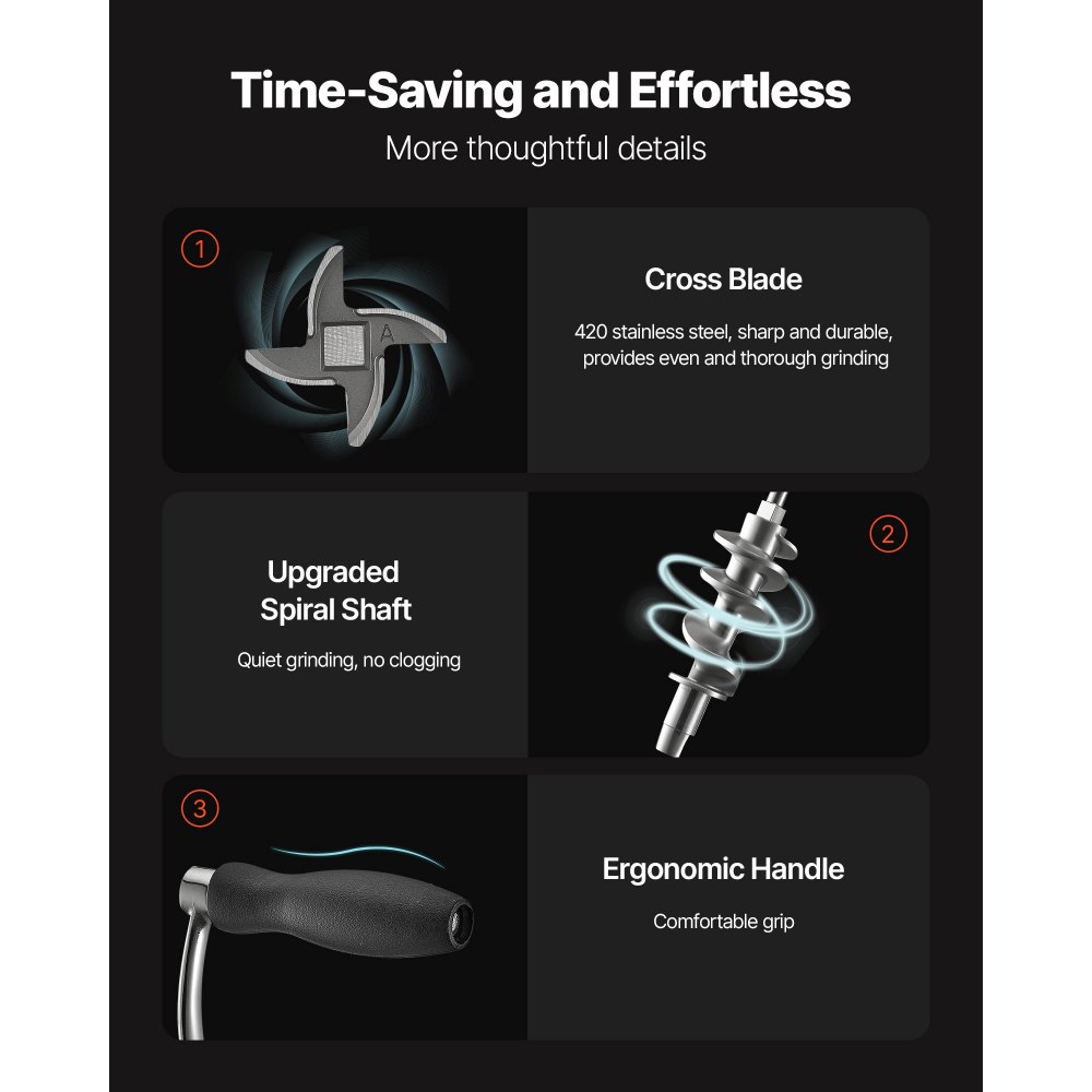 Χειροκίνητη μηχανή κοπής κιμά VEVOR, Κιμάς από ανοξείδωτο ατσάλι 304 με χειροκίνητο στρόφαλο και ατσάλινο σφιγκτήρα τραπεζιού, Γεμιστής λουκάνικου με 2 πλάκες κοπής και σωλήνα λουκάνικου, Μύλος κοπής τροφίμων για επιτραπέζια κουζίνα με μοσχάρι και τσίλι, χοιρινό Χειροκίνητη μηχανή κοπής κιμά VEVOR, Κιμάς από ανοξείδωτο ατσάλι 304 με χειροκίνητο στρόφαλο και ατσάλινο σφιγκτήρα τραπεζιού, Γεμιστής λουκάνικου με 2 πλάκες κοπής και σωλήνα λουκάνικου, Μύλος κοπής τροφίμων για επιτραπέζια κουζίνα με μοσχάρι και τσίλι, χοιρινό