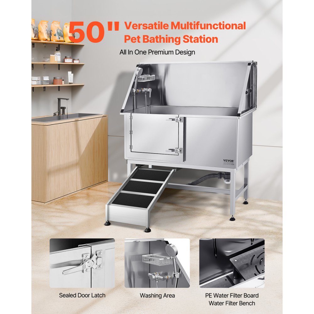 Σταθμός πλύσης σκύλου VEVOR από ανοξείδωτο ατσάλι, μπανιέρα περιποίησης κατοικίδιων 127 cm με ράμπα, πλακέτα φίλτρου νερού PE, βρύση & κεφαλή ντους & θήκη σαπουνιού για μπανιέρα σκύλου για μεγάλα, μεσαία & μικρά κατοικίδια (αριστερή πόρτα) Σταθμός πλύσης σκύλου VEVOR από ανοξείδωτο ατσάλι, μπανιέρα περιποίησης κατοικίδιων 127 cm με ράμπα, πλακέτα φίλτρου νερού PE, βρύση & κεφαλή ντους & θήκη σαπουνιού για μπανιέρα σκύλου για μεγάλα, μεσαία & μικρά κατοικίδια (αριστερή πόρτα)