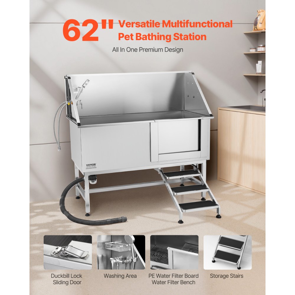 Σταθμός πλύσης σκύλου VEVOR από ανοξείδωτο ατσάλι, μπανιέρα περιποίησης κατοικίδιων 157,48 cm με σκάλα, πλακέτα φίλτρου νερού PE, βρύση & κεφαλή ντους & θήκη σαπουνιού για μπανιέρα σκύλου για μεγάλα, μεσαία & μικρά κατοικίδια (δεξιά πόρτα) Σταθμός πλύσης σκύλου VEVOR από ανοξείδωτο ατσάλι, μπανιέρα περιποίησης κατοικίδιων 157,48 cm με σκάλα, πλακέτα φίλτρου νερού PE, βρύση & κεφαλή ντους & θήκη σαπουνιού για μπανιέρα σκύλου για μεγάλα, μεσαία & μικρά κατοικίδια (δεξιά πόρτα)