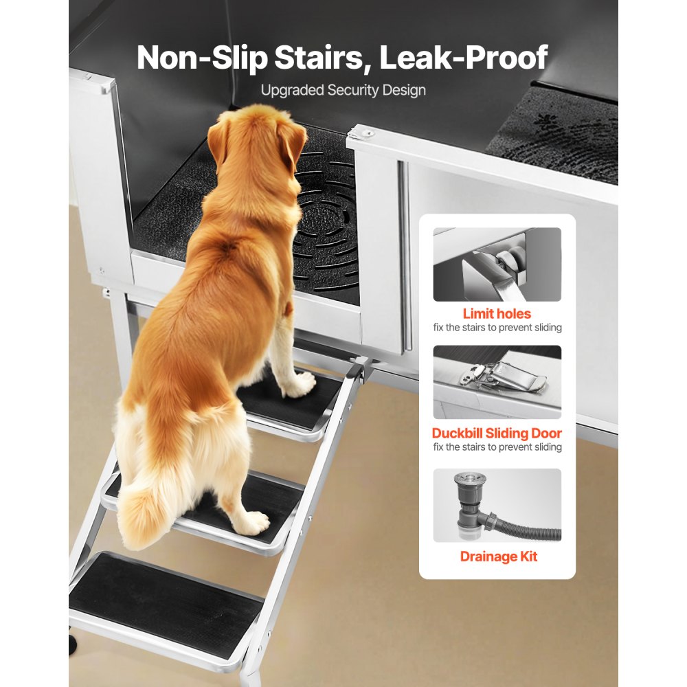 Σταθμός πλύσης σκύλου VEVOR από ανοξείδωτο ατσάλι, μπανιέρα περιποίησης κατοικίδιων 157,48 cm με σκάλα, πλακέτα φίλτρου νερού PE, βρύση & κεφαλή ντους & θήκη σαπουνιού για μπανιέρα σκύλου για μεγάλα, μεσαία & μικρά κατοικίδια (αριστερή πόρτα) Σταθμός πλύσης σκύλου VEVOR από ανοξείδωτο ατσάλι, μπανιέρα περιποίησης κατοικίδιων 157,48 cm με σκάλα, πλακέτα φίλτρου νερού PE, βρύση & κεφαλή ντους & θήκη σαπουνιού για μπανιέρα σκύλου για μεγάλα, μεσαία & μικρά κατοικίδια (αριστερή πόρτα)