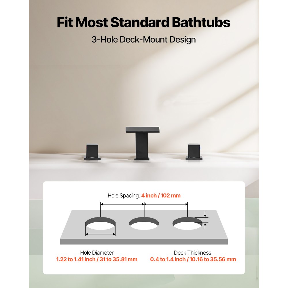 Βρύση μπανιέρας VEVOR Roman, Βρύση μπανιέρας με καταρράκτη 3 οπών, Σετ βρυσών μπανιέρας με 2 λαβές, Βρύσες μπανιέρας Roman για τοποθέτηση στο κατάστρωμα για πλύσιμο κατοικίδιων, Φροντίδα μωρού, Μπάνιο ενηλίκων, Ματ μαύρο, Ανοξείδωτο ατσάλι Βρύση μπανιέρας VEVOR Roman, Βρύση μπανιέρας με καταρράκτη 3 οπών, Σετ βρυσών μπανιέρας με 2 λαβές, Βρύσες μπανιέρας Roman για τοποθέτηση στο κατάστρωμα για πλύσιμο κατοικίδιων, Φροντίδα μωρού, Μπάνιο ενηλίκων, Ματ μαύρο, Ανοξείδωτο ατσάλι