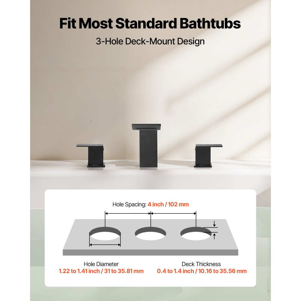 Βρύση μπανιέρας VEVOR Roman, Σετ βρυσών μπανιέρας με 2 λαβές, Βρύση μπανιέρας τύπου καταρράκτη Roman για πλύσιμο κατοικίδιων, Φροντίδα μωρού, Μπάνιο ενηλίκων, Ματ μαύρο, Ανοξείδωτο ατσάλι, Βρύσες μπανιέρας τύπου καταρράκτη 3 οπών Βρύση μπανιέρας VEVOR Roman, Σετ βρυσών μπανιέρας με 2 λαβές, Βρύση μπανιέρας τύπου καταρράκτη Roman για πλύσιμο κατοικίδιων, Φροντίδα μωρού, Μπάνιο ενηλίκων, Ματ μαύρο, Ανοξείδωτο ατσάλι, Βρύσες μπανιέρας τύπου καταρράκτη 3 οπών