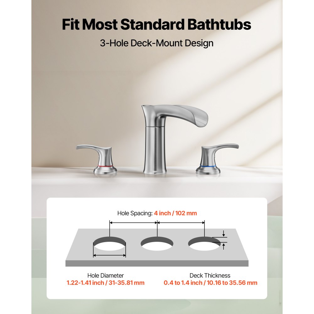 Βρύση μπανιέρας VEVOR Roman, βρύση μπανιέρας με καταρράκτη 3 οπών, Σετ βρυσών μπανιέρας από κράμα ψευδαργύρου με 2 λαβές, Σετ βρυσών μπανιέρας για πλύσιμο κατοικίδιων, Μπάνιο ενηλίκων, Ασημί, Σχεδιασμός στόμιο καταρράκτη Βρύση μπανιέρας VEVOR Roman, βρύση μπανιέρας με καταρράκτη 3 οπών, Σετ βρυσών μπανιέρας από κράμα ψευδαργύρου με 2 λαβές, Σετ βρυσών μπανιέρας για πλύσιμο κατοικίδιων, Μπάνιο ενηλίκων, Ασημί, Σχεδιασμός στόμιο καταρράκτη