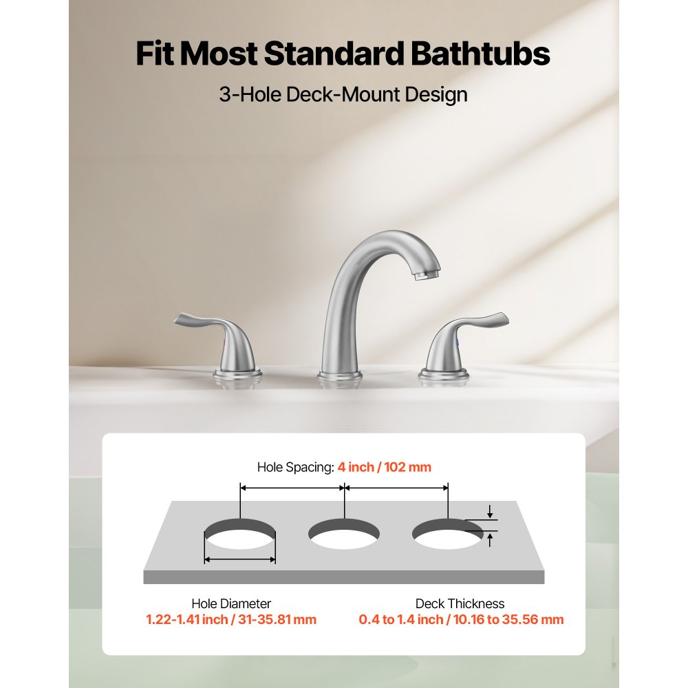 Βρύση μπανιέρας VEVOR Roman, βρύση μπανιέρας με καταρράκτη 3 οπών, σετ βρυσών μπανιέρας με λαιμόκοψη gooseneck με 2 λαβές, σετ βρυσών μπανιέρας για μπάνιο ενηλίκων, βουρτσισμένο ανοξείδωτο ατσάλι, στόμιο υψηλού τόξου Βρύση μπανιέρας VEVOR Roman, βρύση μπανιέρας με καταρράκτη 3 οπών, σετ βρυσών μπανιέρας με λαιμόκοψη gooseneck με 2 λαβές, σετ βρυσών μπανιέρας για μπάνιο ενηλίκων, βουρτσισμένο ανοξείδωτο ατσάλι, στόμιο υψηλού τόξου