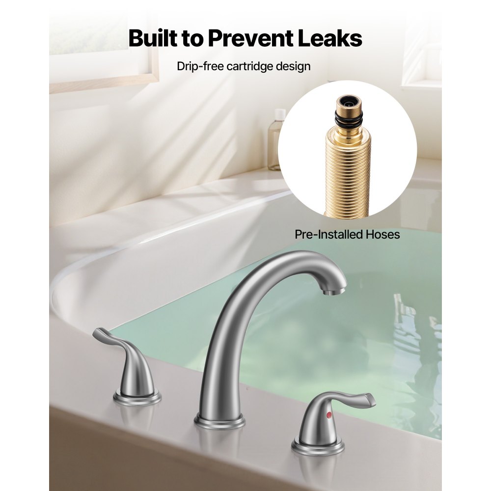 Βρύση μπανιέρας VEVOR Roman, βρύση μπανιέρας με καταρράκτη 3 οπών, σετ βρυσών μπανιέρας με λαιμόκοψη gooseneck με 2 λαβές, σετ βρυσών μπανιέρας για μπάνιο ενηλίκων, βουρτσισμένο ανοξείδωτο ατσάλι, στόμιο υψηλού τόξου Βρύση μπανιέρας VEVOR Roman, βρύση μπανιέρας με καταρράκτη 3 οπών, σετ βρυσών μπανιέρας με λαιμόκοψη gooseneck με 2 λαβές, σετ βρυσών μπανιέρας για μπάνιο ενηλίκων, βουρτσισμένο ανοξείδωτο ατσάλι, στόμιο υψηλού τόξου