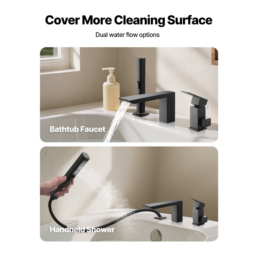 Βρύση μπανιέρας VEVOR Roman, Βρύση μπανιέρας με καταρράκτη 3 οπών, Σετ βρυσών μπανιέρας Roman με κεφαλή ντους και 1 λαβή, Σετ βρυσών μπανιέρας για φροντίδα μωρού, Ματ μαύρο, Ανοξείδωτο ατσάλι, Χωρίς στάξιμο Βρύση μπανιέρας VEVOR Roman, Βρύση μπανιέρας με καταρράκτη 3 οπών, Σετ βρυσών μπανιέρας Roman με κεφαλή ντους και 1 λαβή, Σετ βρυσών μπανιέρας για φροντίδα μωρού, Ματ μαύρο, Ανοξείδωτο ατσάλι, Χωρίς στάξιμο