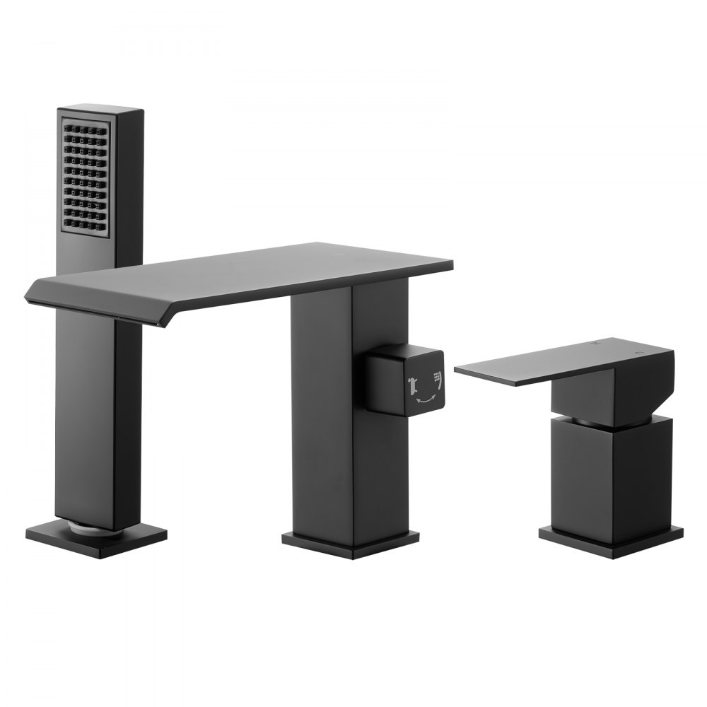 Βρύση μπανιέρας VEVOR Roman, Βρύση μπανιέρας με καταρράκτη 3 οπών, Σετ βρυσών μπανιέρας Roman με κεφαλή ντους και 1 λαβή, Σετ βρυσών μπανιέρας για μπάνιο ενηλίκων, Ματ μαύρο, Διπλές επιλογές ροής νερού Βρύση μπανιέρας VEVOR Roman, Βρύση μπανιέρας με καταρράκτη 3 οπών, Σετ βρυσών μπανιέρας Roman με κεφαλή ντους και 1 λαβή, Σετ βρυσών μπανιέρας για μπάνιο ενηλίκων, Ματ μαύρο, Διπλές επιλογές ροής νερού