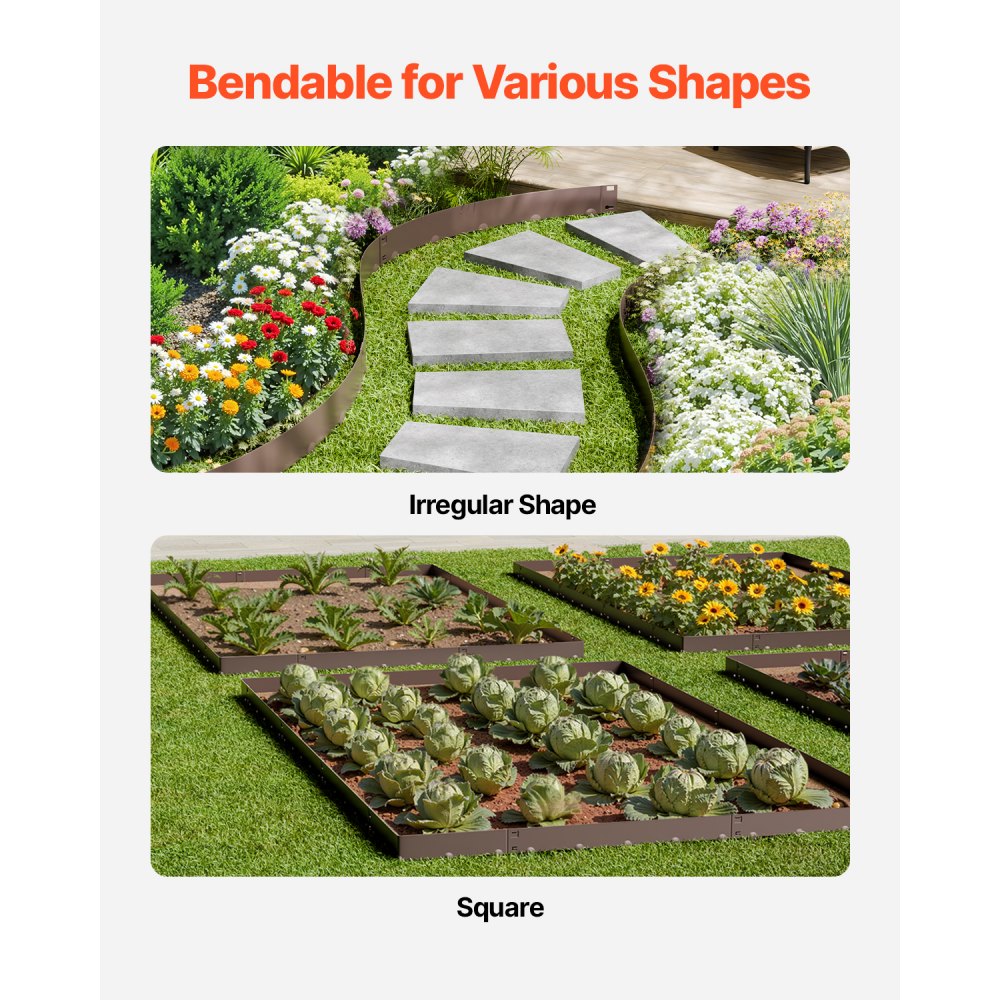 Ατσάλινες μπορντούρες τοπίου VEVOR, 5 συσκευασίες 39 x 5 ιντσών, ανθεκτικές στη σκουριά μεταλλικές μπορντούρες τοπίου, εύκαμπτο περίγραμμα μπορντούρας κήπου, βαρέως τύπου μπορντούρα γκαζόν, εύκολη στην εγκατάσταση, διαχωριστικό μονοπατιού αυλής για παρτέρι, καφέ Ατσάλινες μπορντούρες τοπίου VEVOR, 5 συσκευασίες 39 x 5 ιντσών, ανθεκτικές στη σκουριά μεταλλικές μπορντούρες τοπίου, εύκαμπτο περίγραμμα μπορντούρας κήπου, βαρέως τύπου μπορντούρα γκαζόν, εύκολη στην εγκατάσταση, διαχωριστικό μονοπατιού αυλής για παρτέρι, καφέ