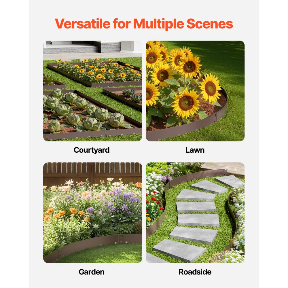 Ατσάλινες μπορντούρες τοπίου VEVOR, 5 συσκευασίες 39 x 5 ιντσών, ανθεκτικές στη σκουριά μεταλλικές μπορντούρες τοπίου, εύκαμπτο περίγραμμα μπορντούρας κήπου, βαρέως τύπου μπορντούρα γκαζόν, εύκολη στην εγκατάσταση, διαχωριστικό μονοπατιού αυλής για παρτέρι, καφέ Ατσάλινες μπορντούρες τοπίου VEVOR, 5 συσκευασίες 39 x 5 ιντσών, ανθεκτικές στη σκουριά μεταλλικές μπορντούρες τοπίου, εύκαμπτο περίγραμμα μπορντούρας κήπου, βαρέως τύπου μπορντούρα γκαζόν, εύκολη στην εγκατάσταση, διαχωριστικό μονοπατιού αυλής για παρτέρι, καφέ