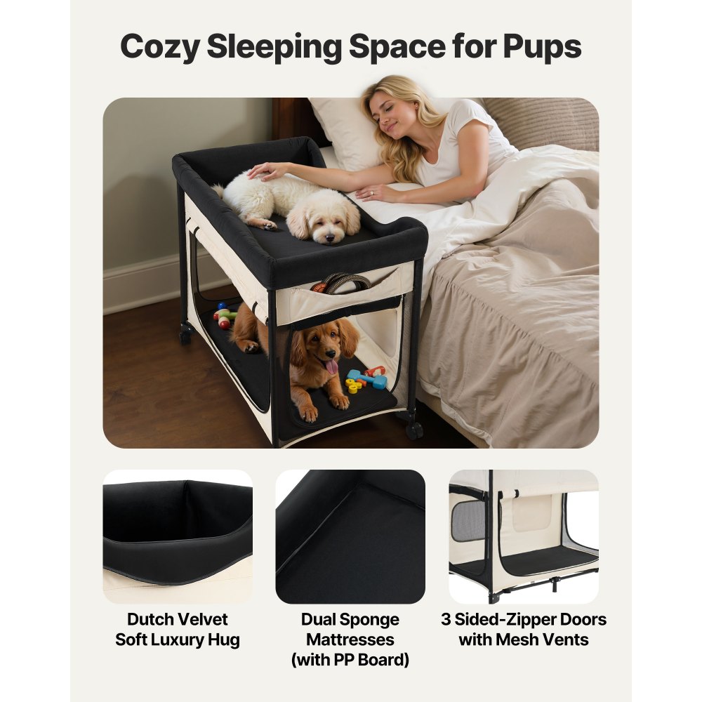 VEVOR Υπερυψωμένο Κρεβάτι για Κατοικίδια, Πτυσσόμενο Κρεβάτι Κουκέτας για Σκύλους με Ύφασμα Oxford 600D και Ολλανδικό Βελούδο, Φορητό Υπερυψωμένο Κρεβάτι με Ρόδες, Πλαϊνές Τσάντες Αποθήκευσης και Τσάντα Μεταφοράς για Γάτες & Σκύλους, L, Μπεζ VEVOR Υπερυψωμένο Κρεβάτι για Κατοικίδια, Πτυσσόμενο Κρεβάτι Κουκέτας για Σκύλους με Ύφασμα Oxford 600D και Ολλανδικό Βελούδο, Φορητό Υπερυψωμένο Κρεβάτι με Ρόδες, Πλαϊνές Τσάντες Αποθήκευσης και Τσάντα Μεταφοράς για Γάτες & Σκύλους, L, Μπεζ