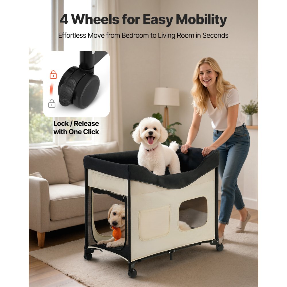 VEVOR Υπερυψωμένο Κρεβάτι για Κατοικίδια, Πτυσσόμενο Κρεβάτι Κουκέτας για Σκύλους με Ύφασμα Oxford 600D και Ολλανδικό Βελούδο, Φορητό Υπερυψωμένο Κρεβάτι με Ρόδες, Πλαϊνές Τσάντες Αποθήκευσης και Τσάντα Μεταφοράς για Γάτες & Σκύλους, L, Μπεζ VEVOR Υπερυψωμένο Κρεβάτι για Κατοικίδια, Πτυσσόμενο Κρεβάτι Κουκέτας για Σκύλους με Ύφασμα Oxford 600D και Ολλανδικό Βελούδο, Φορητό Υπερυψωμένο Κρεβάτι με Ρόδες, Πλαϊνές Τσάντες Αποθήκευσης και Τσάντα Μεταφοράς για Γάτες & Σκύλους, L, Μπεζ